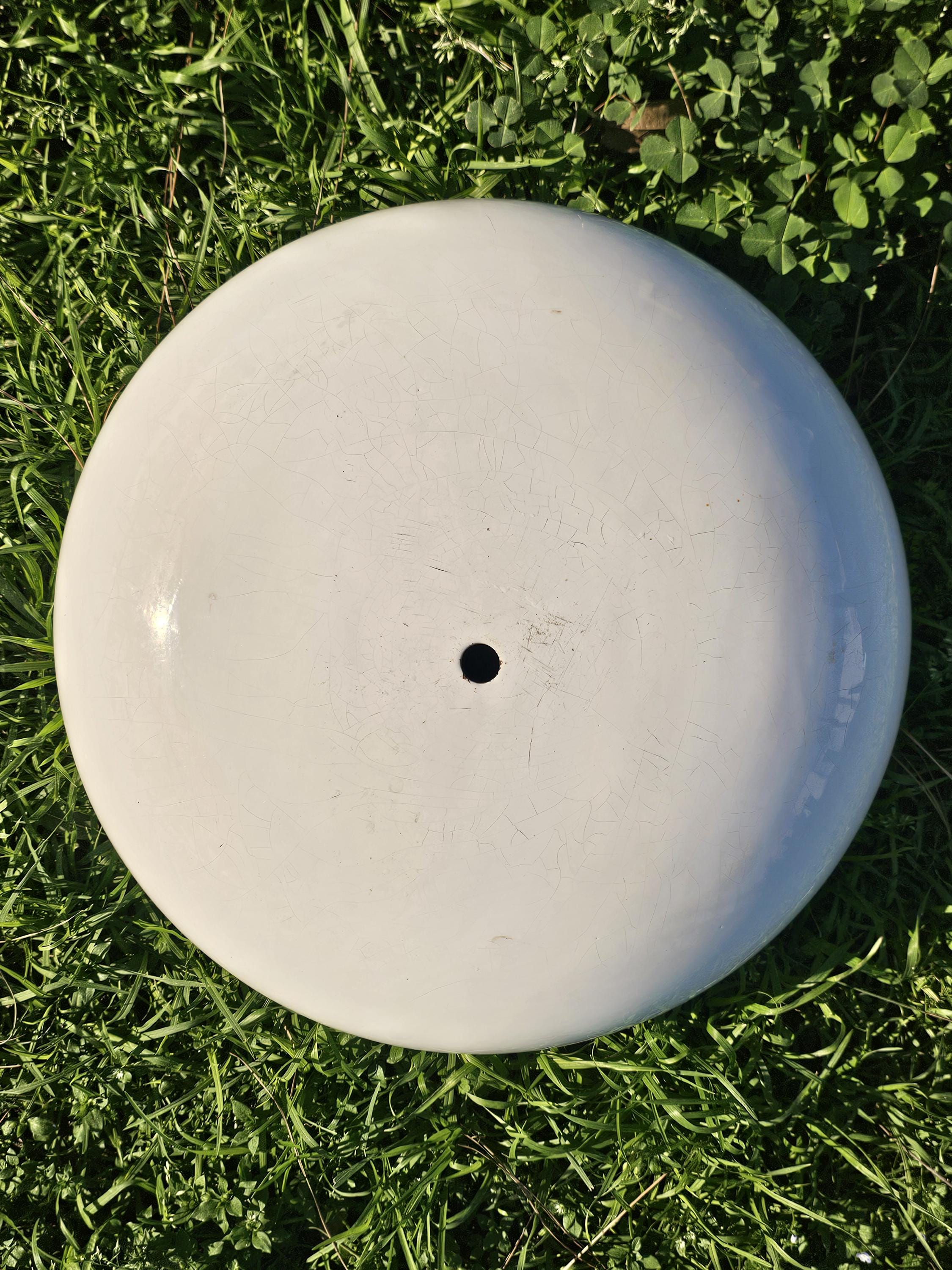 Semi-Spherical White Planter Ceramic Glazed Planter Pot with Drainage 15" Diam