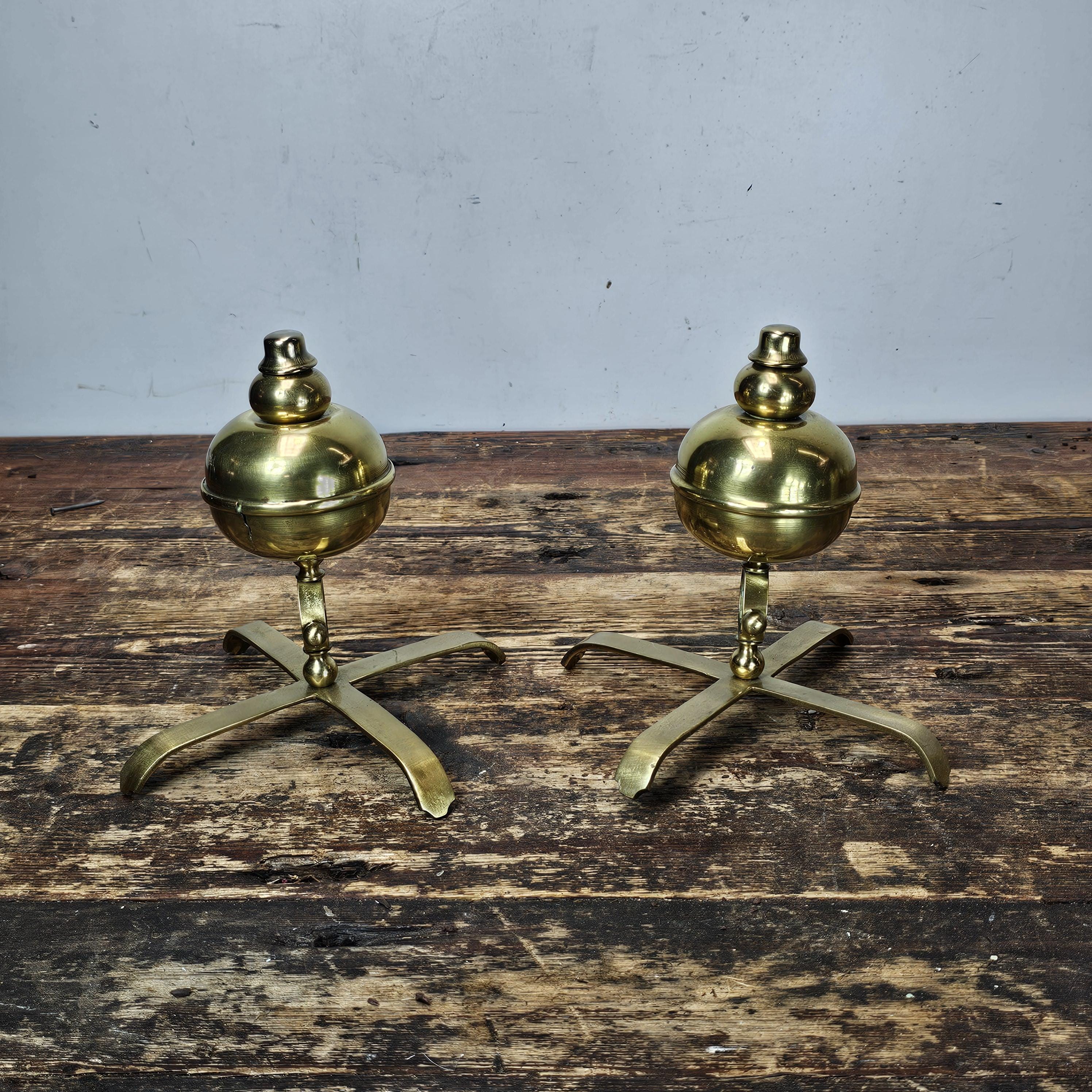 Set of 2 Brass Ornaments Vintage