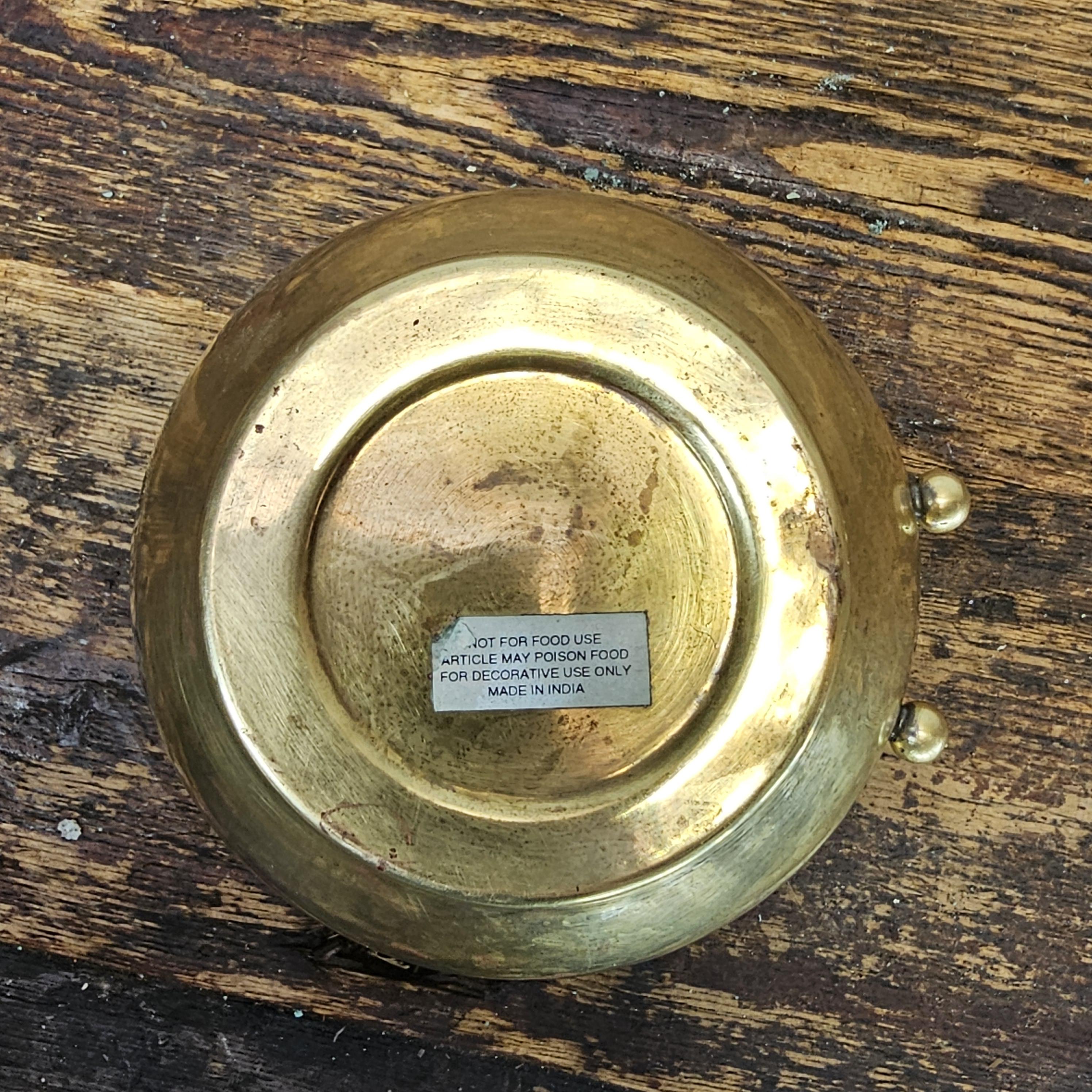 Vintage Small Brass Planter Rope Around Neck 4.5"H