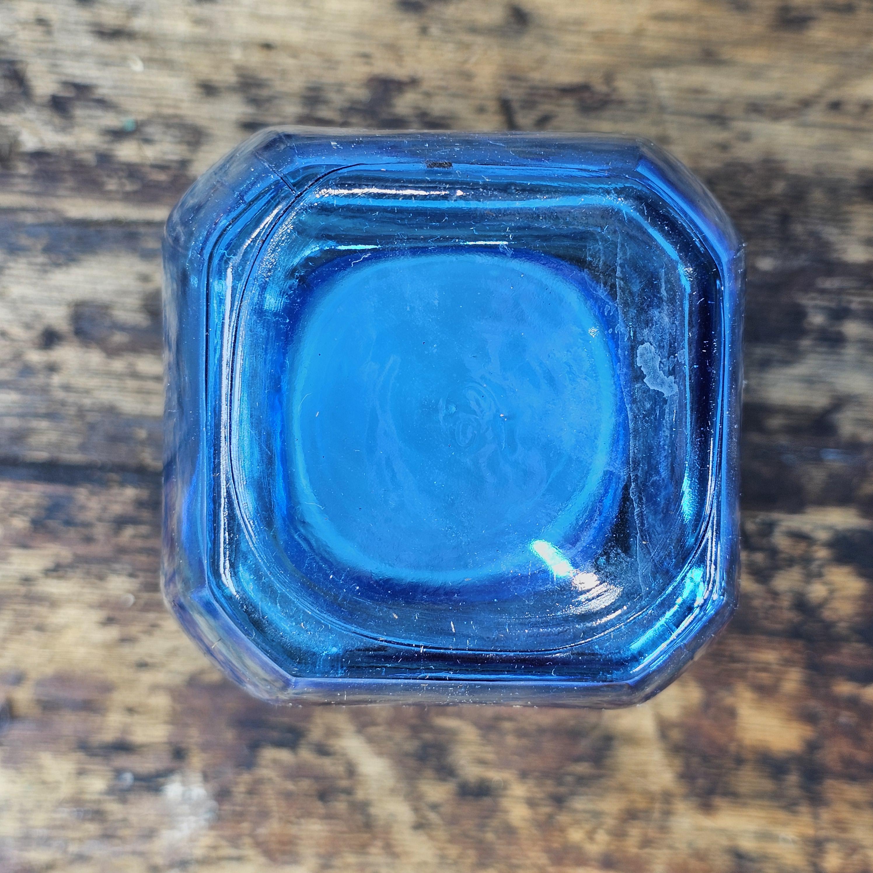 Vintage Cobalt Blue Glass Apothecary Jar 2.75"L x 2.75"W x 4.25"H