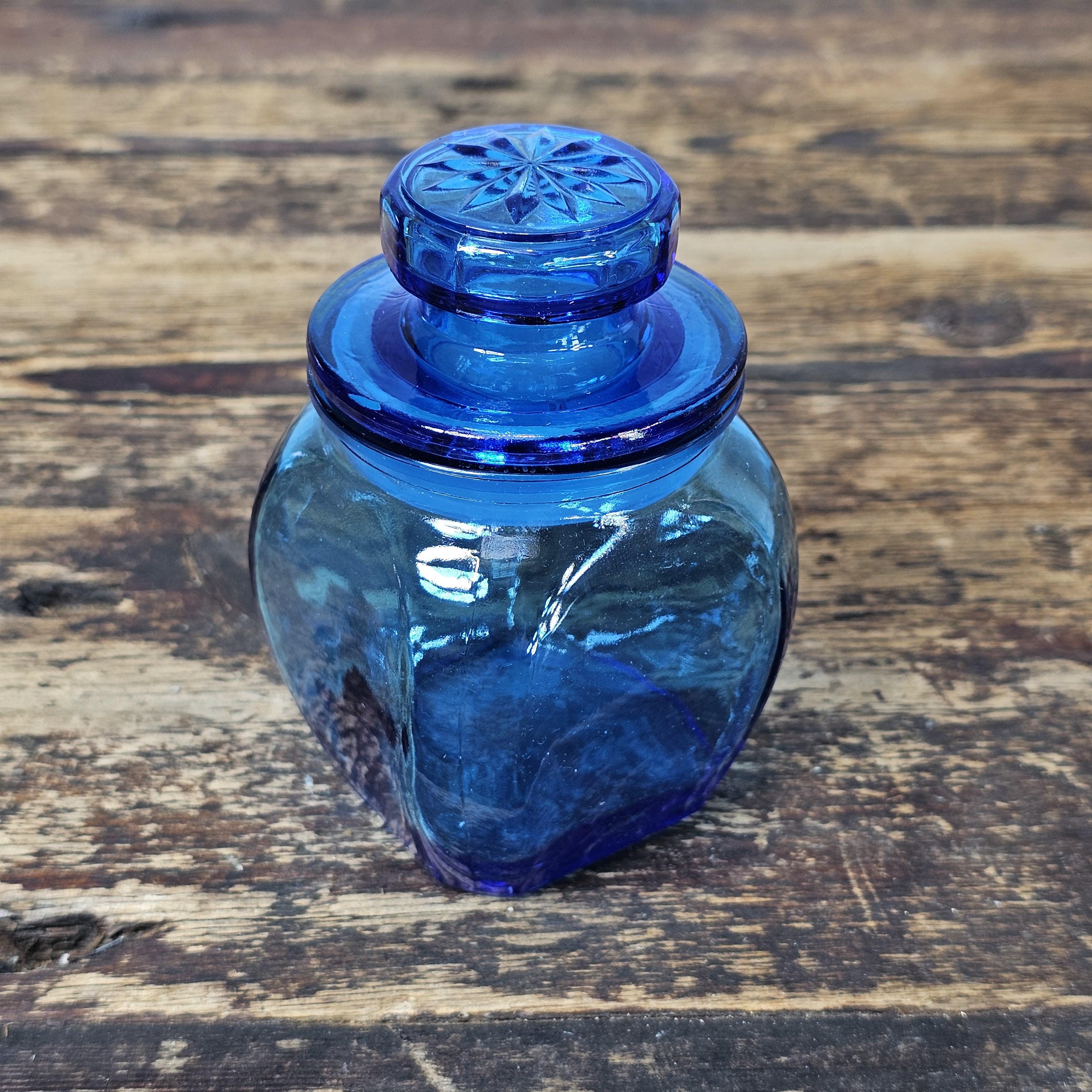 Vintage Cobalt Blue Glass Apothecary Jar 2.75"L x 2.75"W x 4.25"H