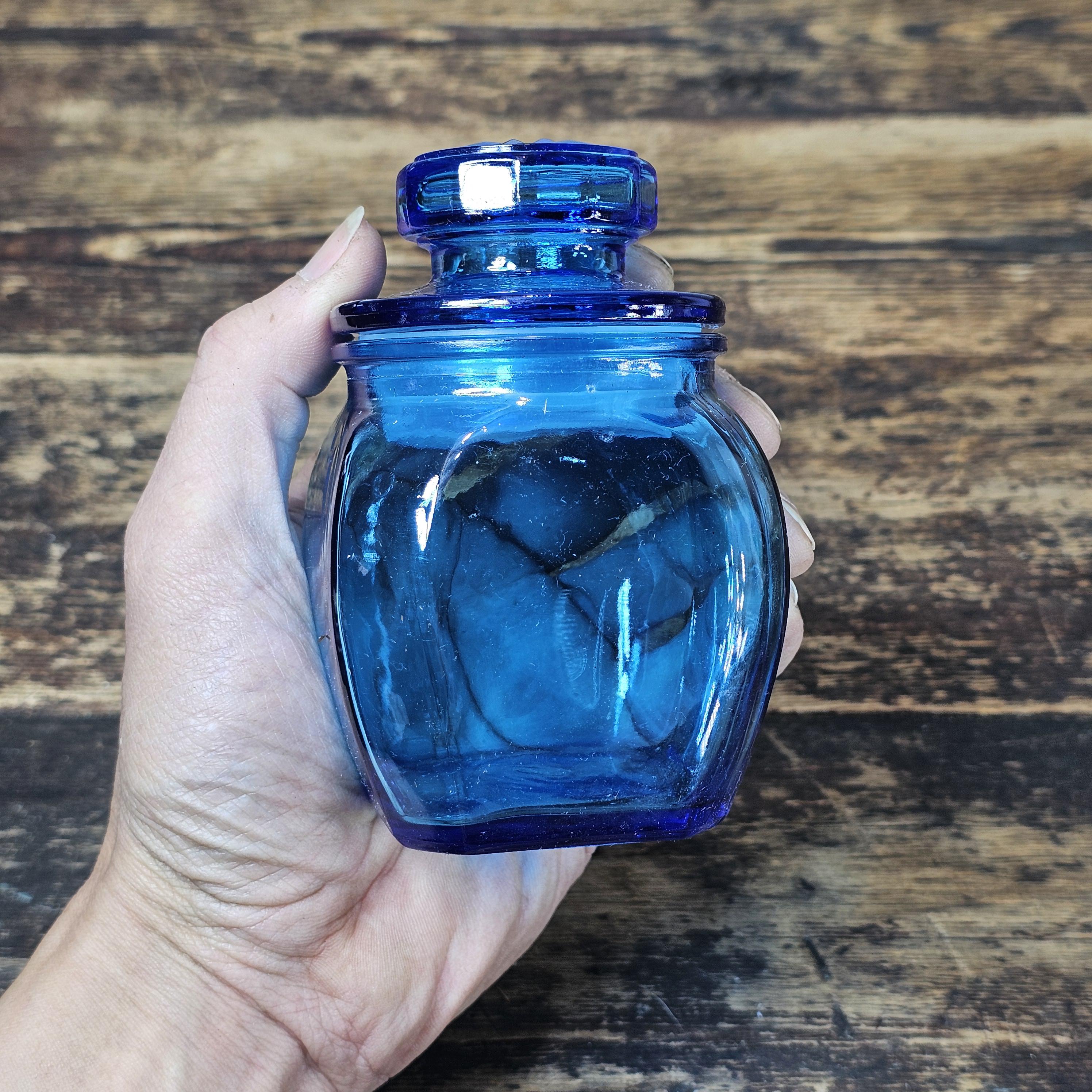 Vintage Cobalt Blue Glass Apothecary Jar 2.75"L x 2.75"W x 4.25"H