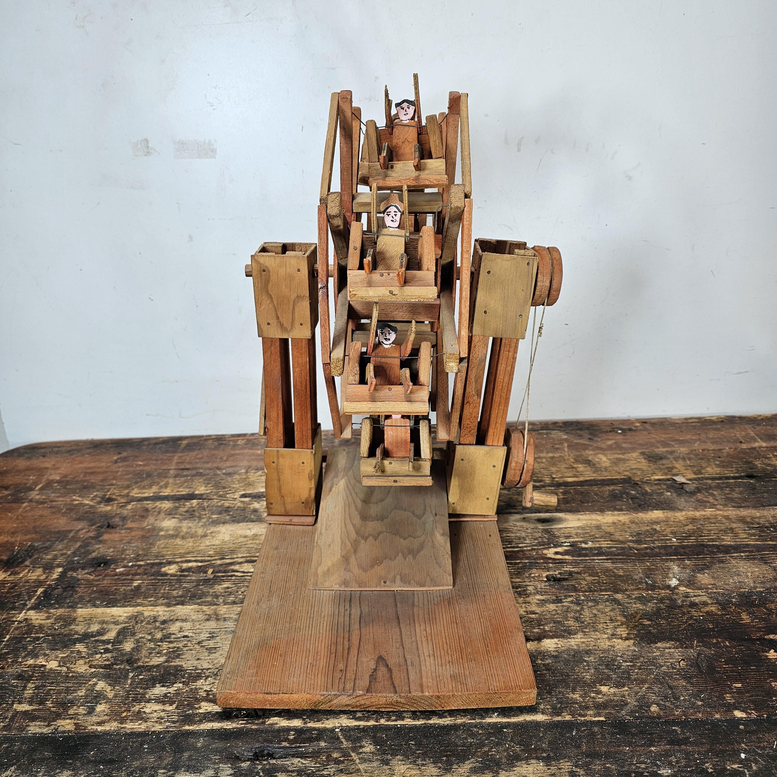 Vintage Mexican Folk Art Wooden Ferris Wheel