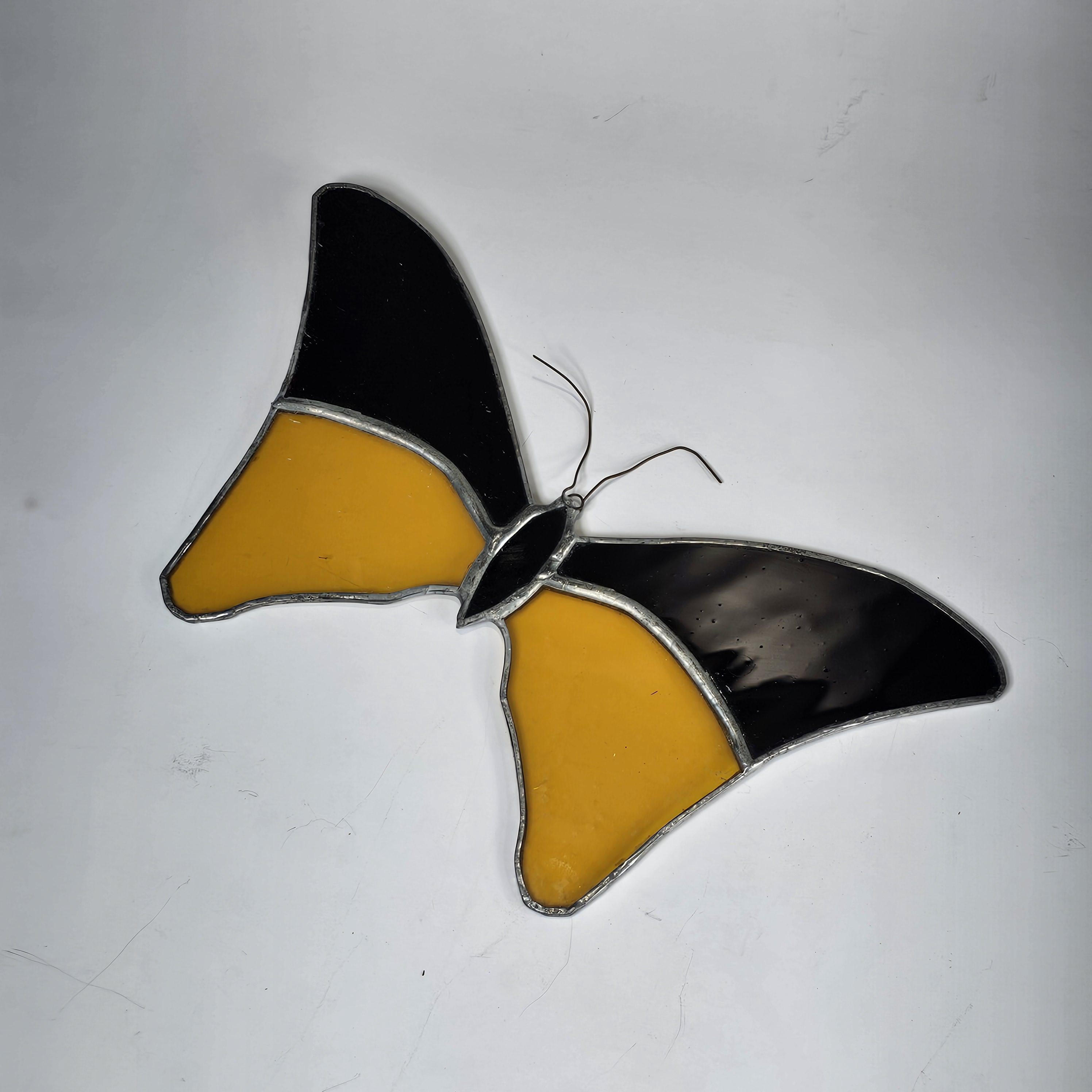 Vintage Butterfly Stained Glass Sun Catcher 8" x 4.5"