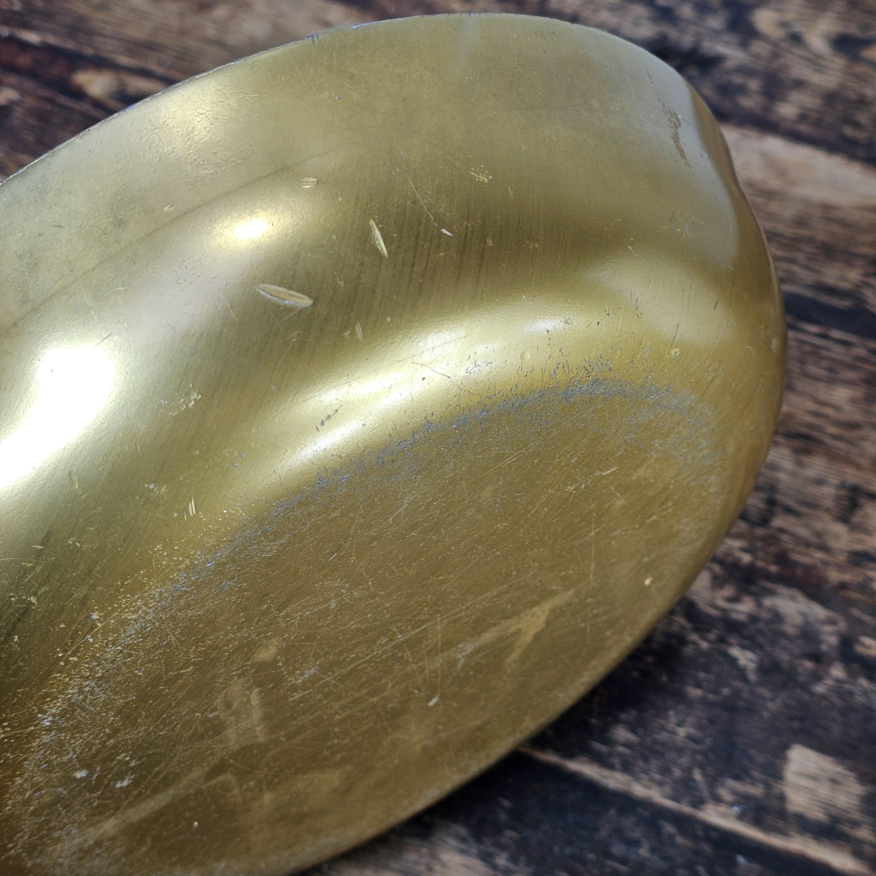 Vintage Solid Aluminum Gold Table Ashtray Large MCM 10" Diam x 2.25"H
