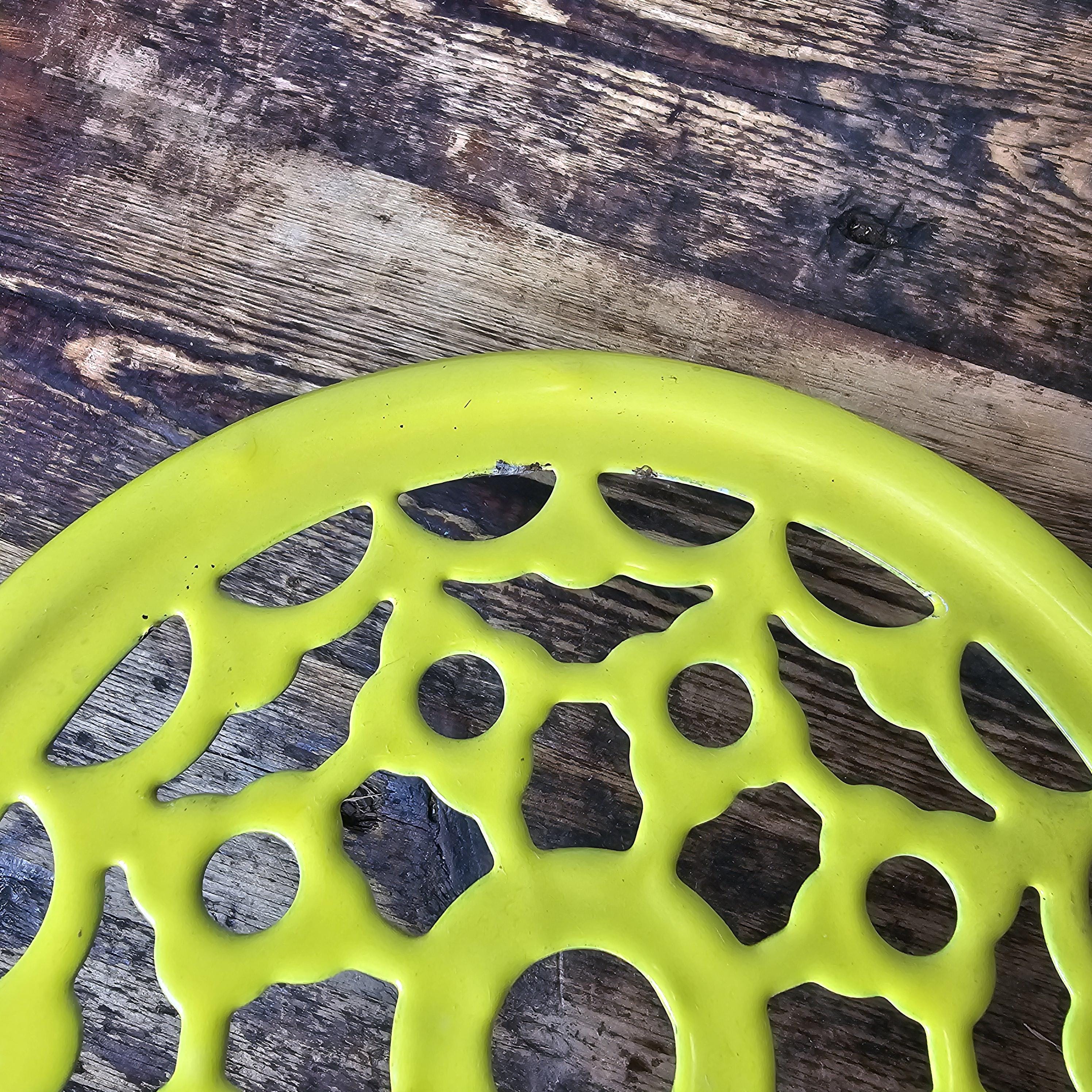 Vintage Fritz and Floyd Enameled Yellow Reticulated Trivet