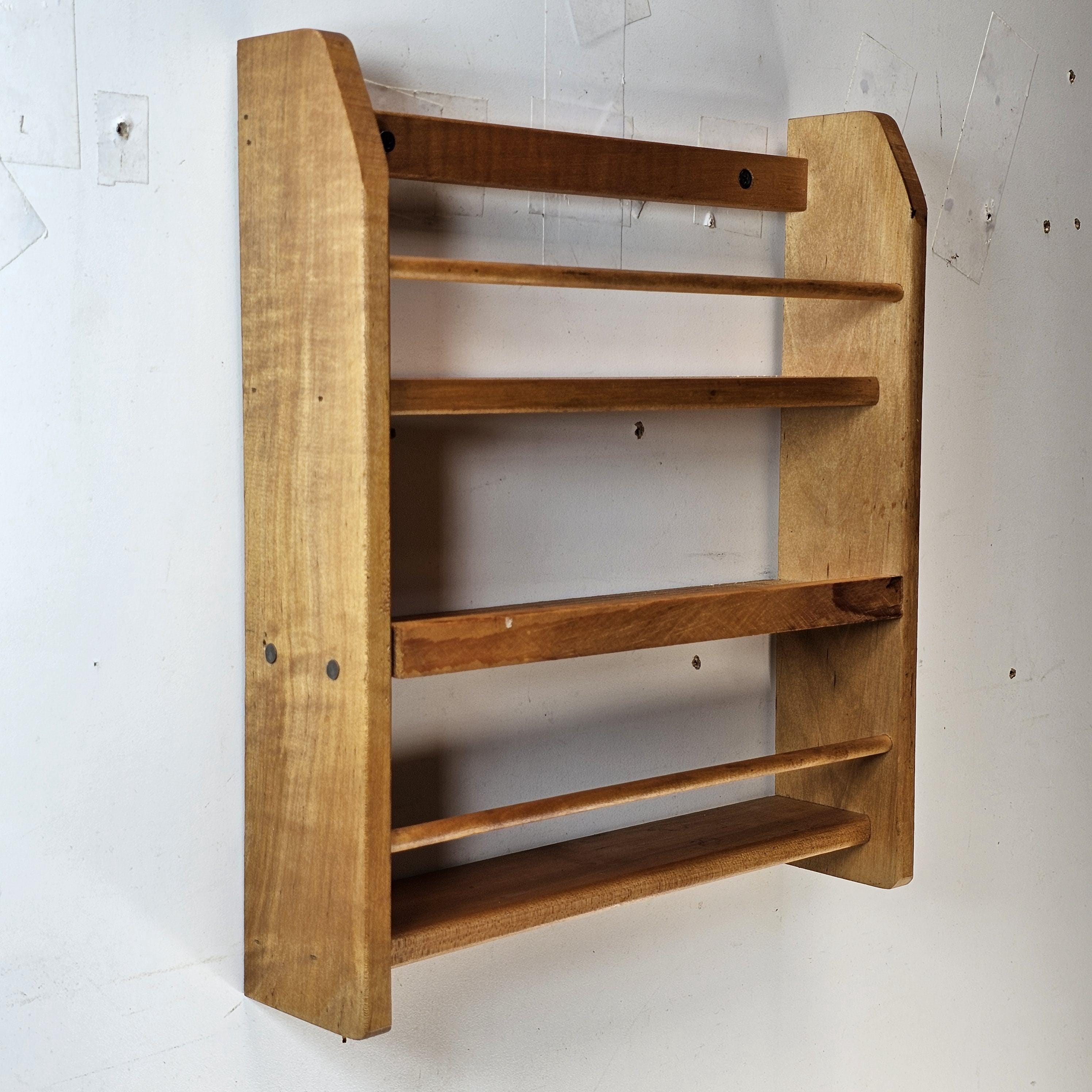 Vintage Rustic Wood Spice Cabinet Rack Wall Mounted 14"H x 12.75"W x 2.75"D