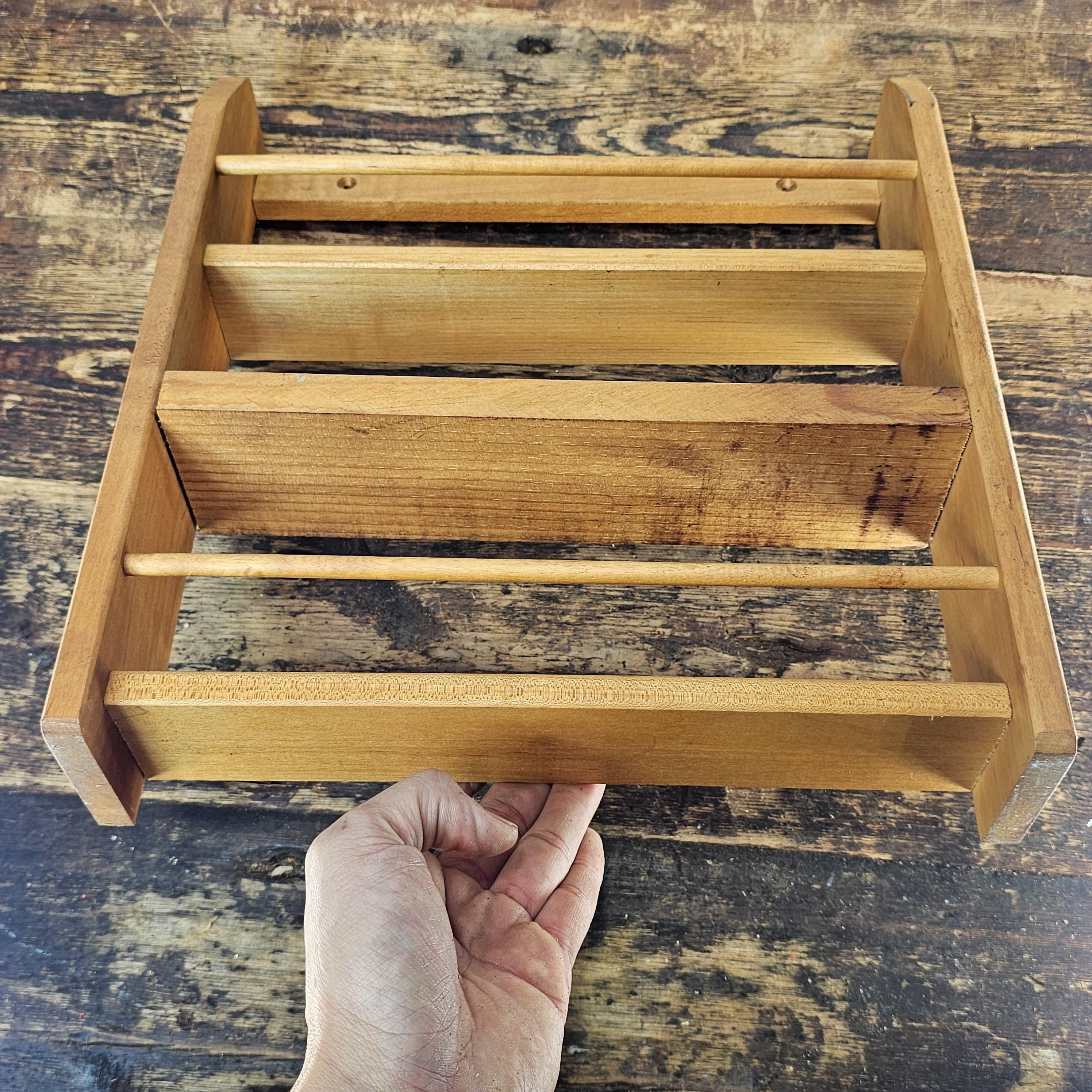 Vintage Rustic Wood Spice Cabinet Rack Wall Mounted 14"H x 12.75"W x 2.75"D