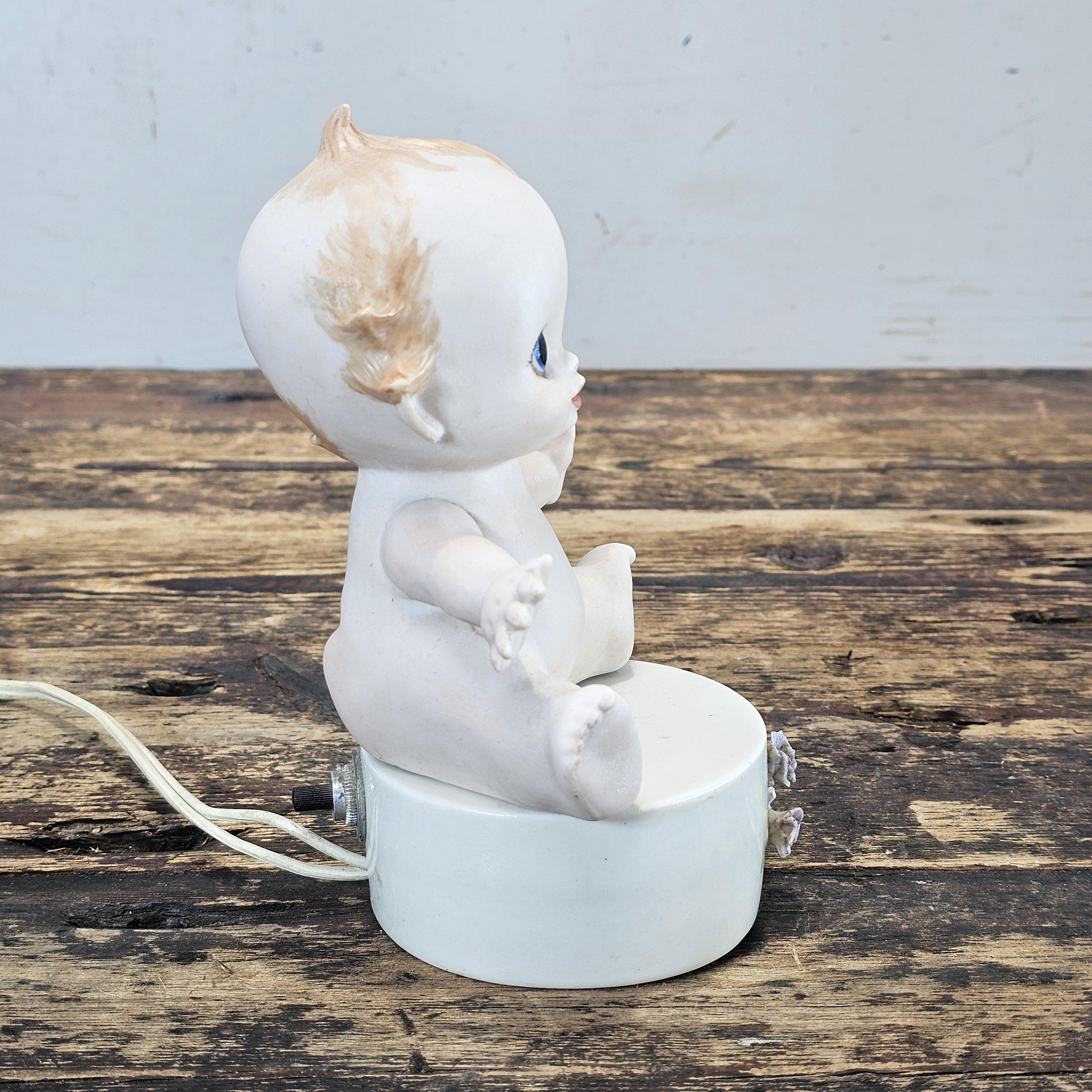 Vintage Kewpie Baby Doll Bisque Lamp 7.5"H