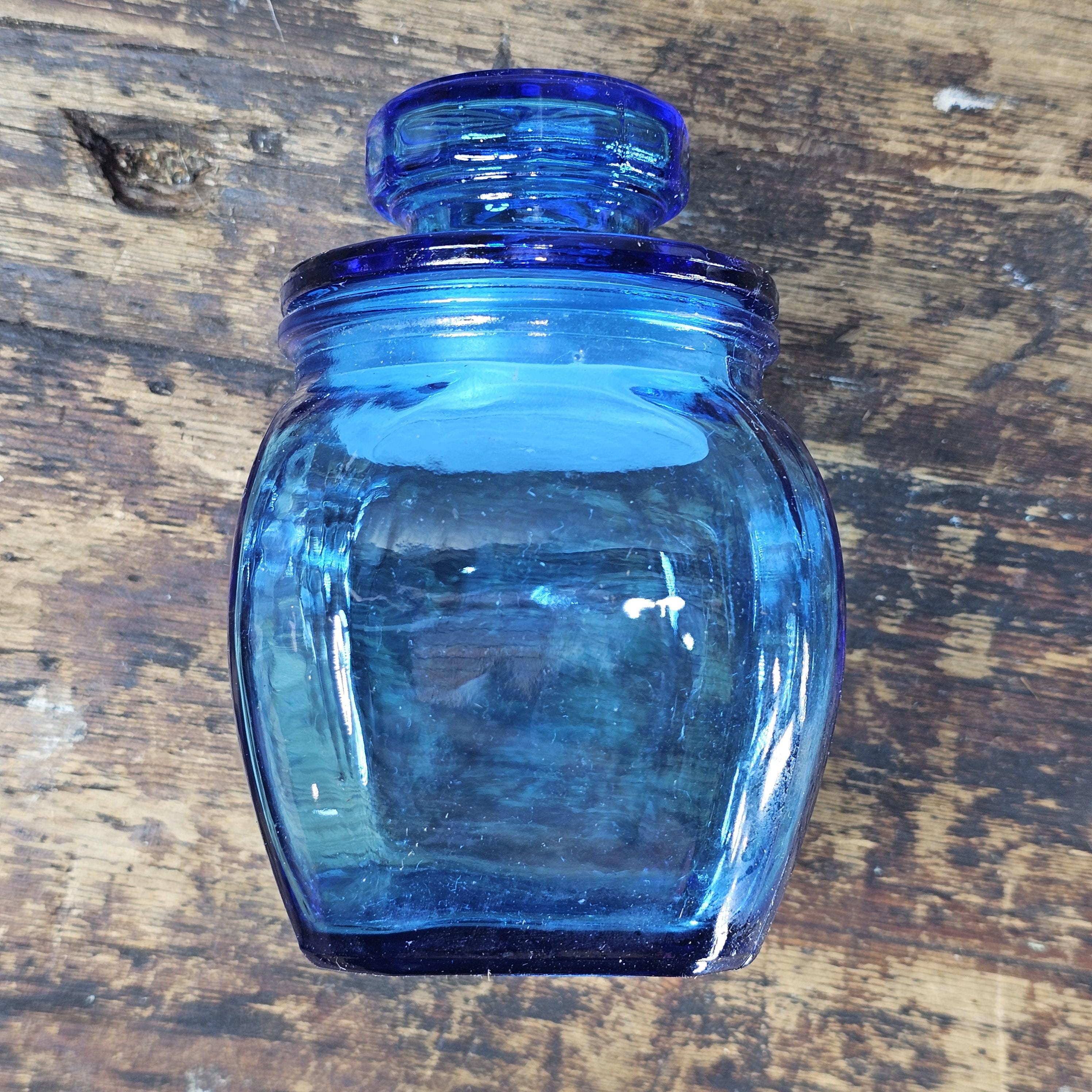 Vintage Cobalt Blue Glass Apothecary Jar 2.75"L x 2.75"W x 4.25"H