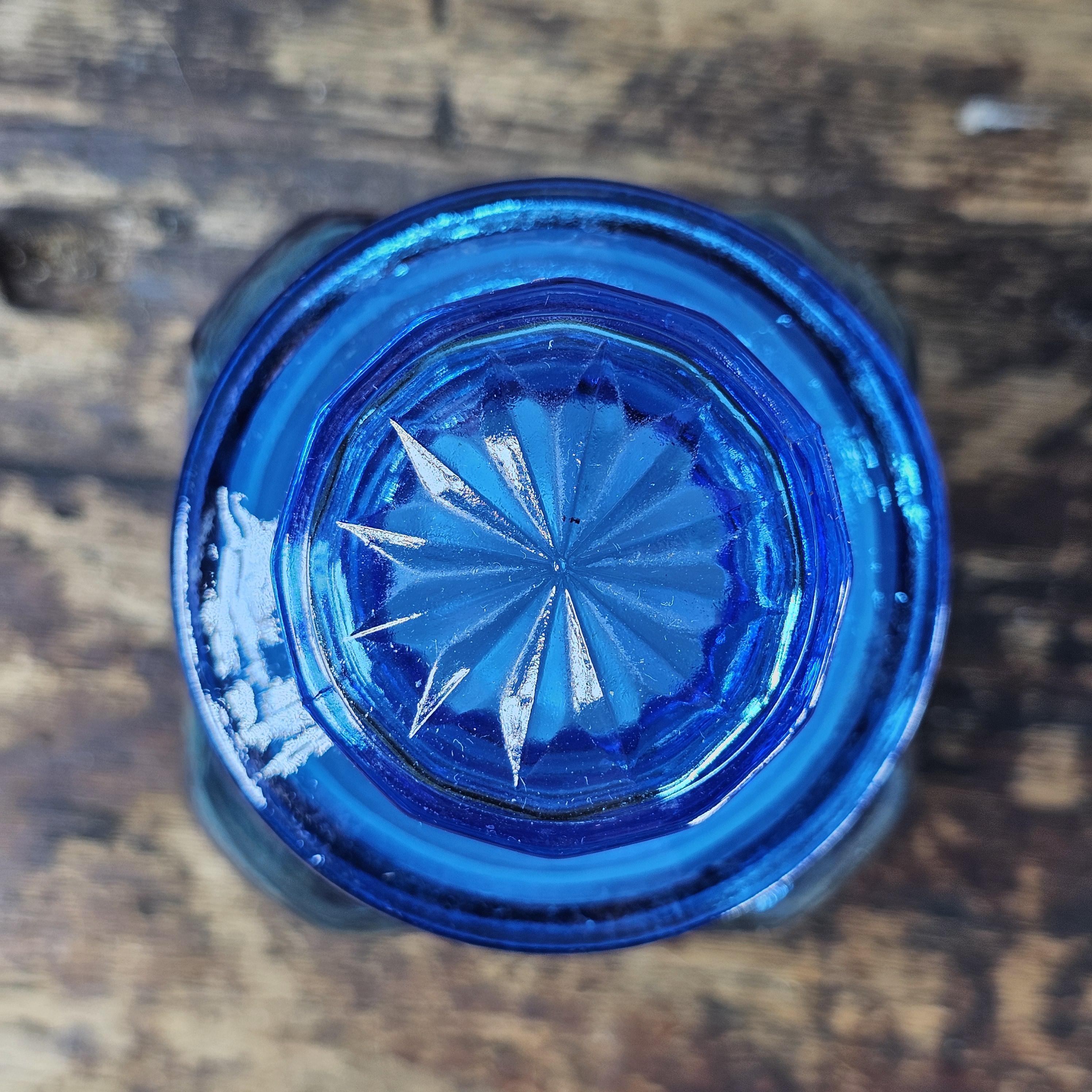 Vintage Cobalt Blue Glass Apothecary Jar 2.75"L x 2.75"W x 4.25"H