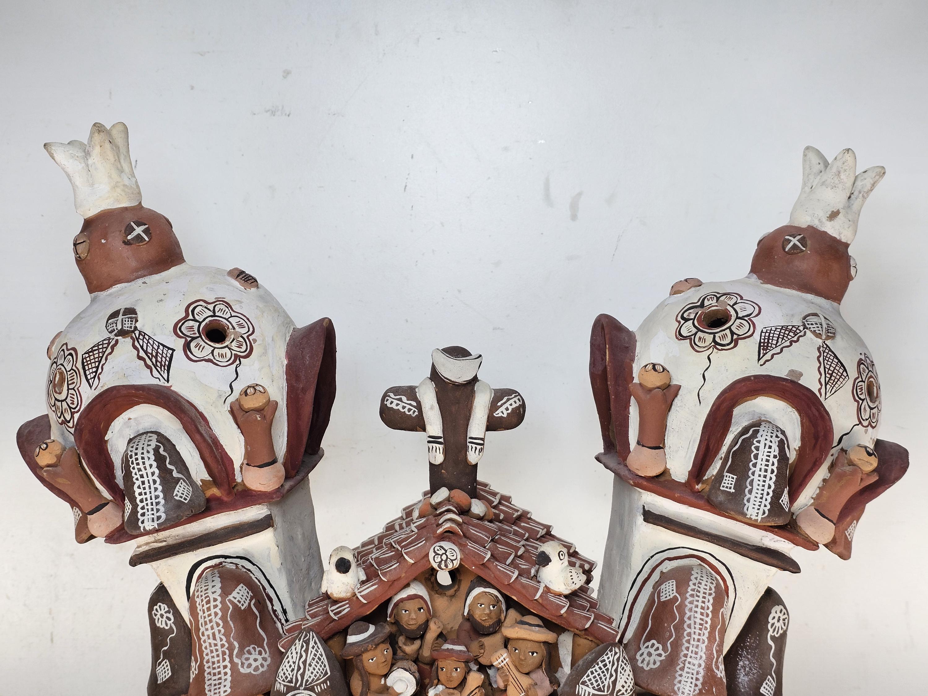 Ayacucho Artisan Terra Cotta Church Folk Art Peruvian Ornament 17"W x 16"H