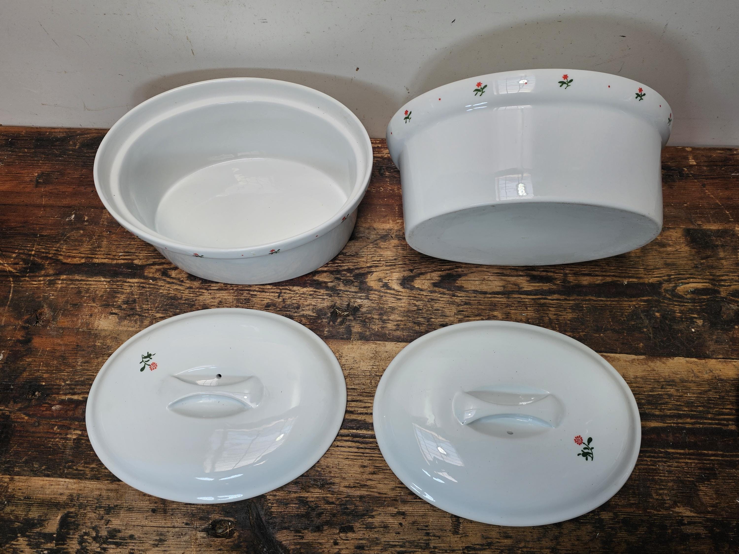 Retro Floral Kitchen Set /Creamer/Ramekins/Covered Casserole Dish/Pie Dish