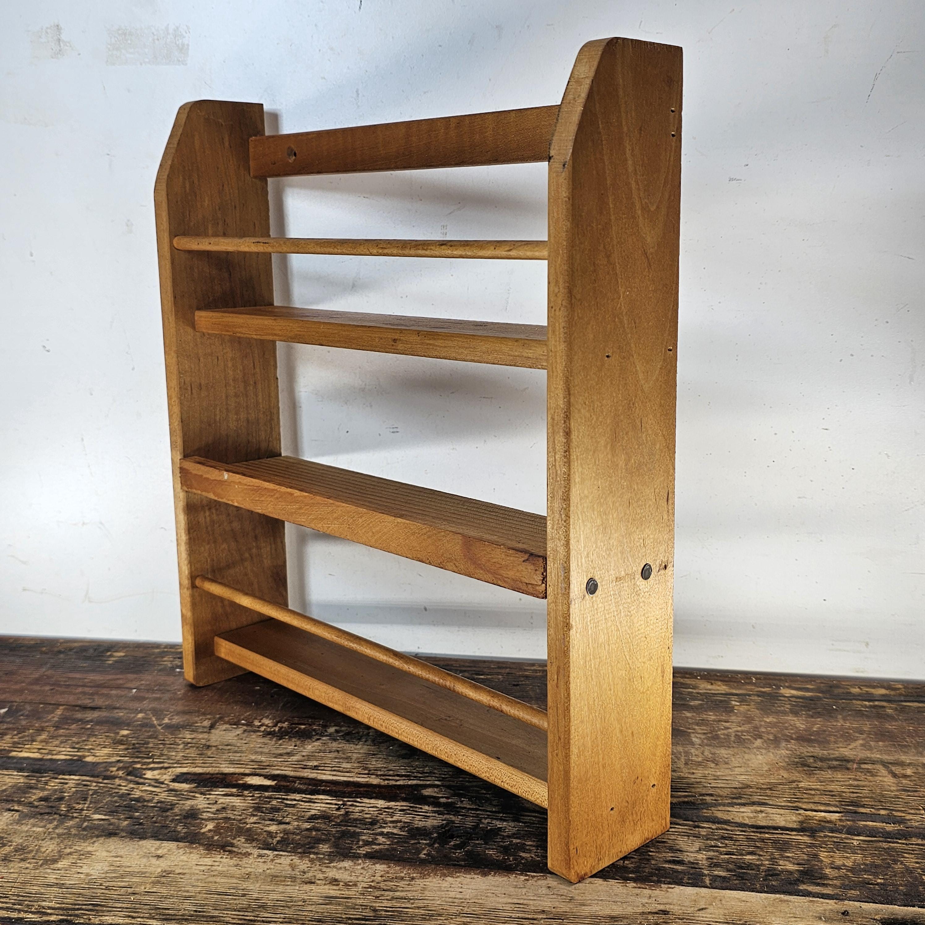 Vintage Rustic Wood Spice Cabinet Rack Wall Mounted 14"H x 12.75"W x 2.75"D