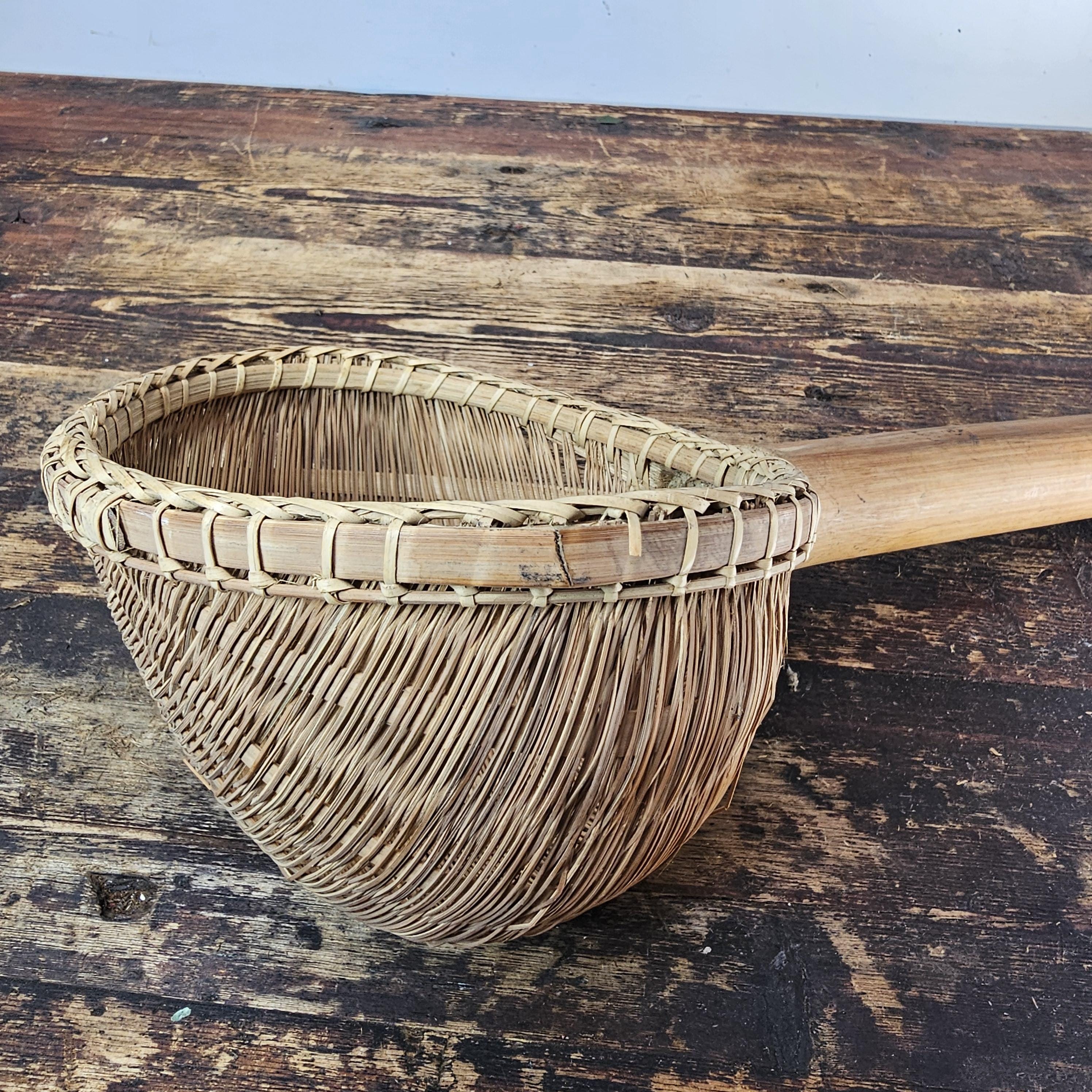 Primitive Hand Woven Bamboo Strainer Ladle