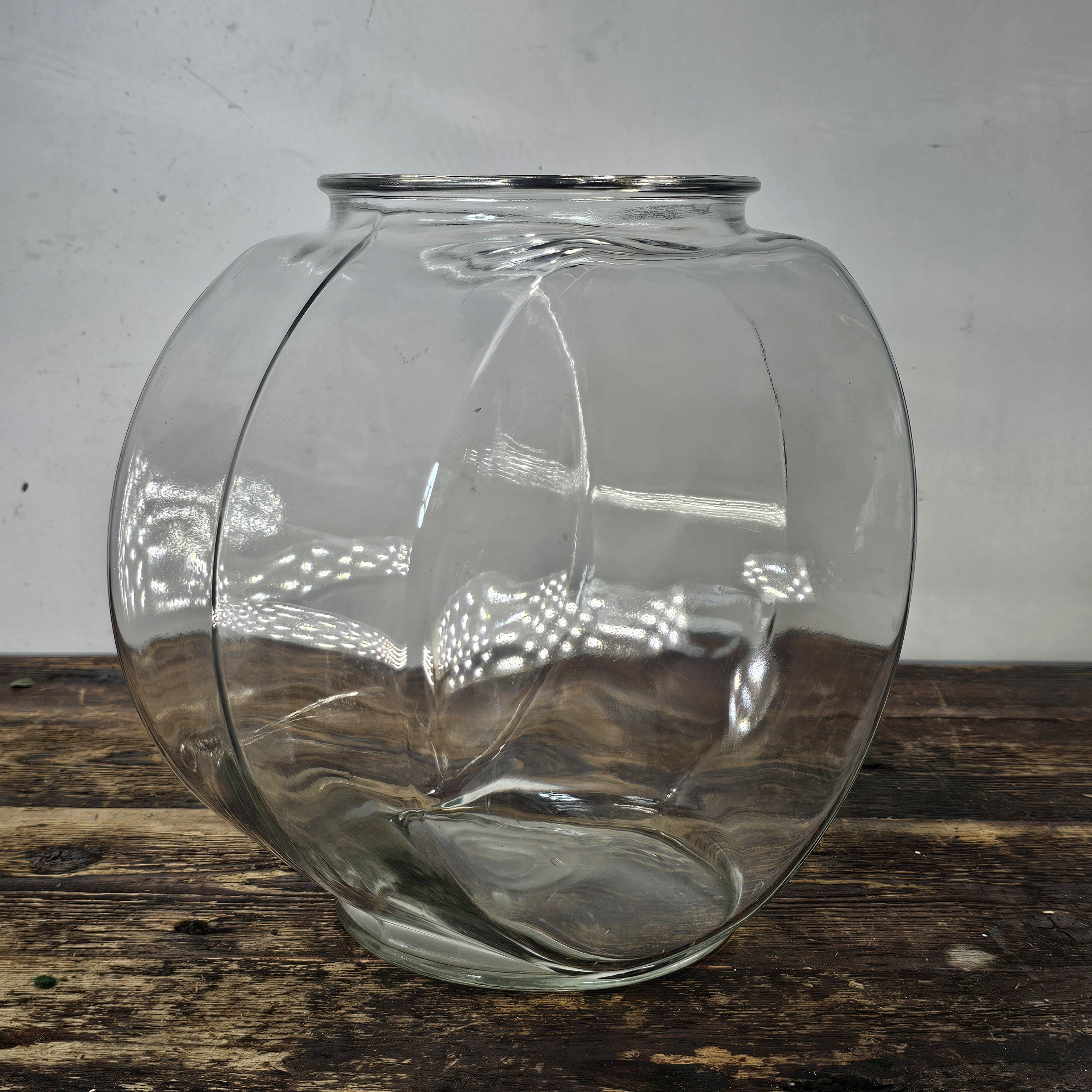 Anchor Hocking Goldfish Betta Glass Drum Bowl 2 Gallon 10"W x 10.5"H x 6.5"D