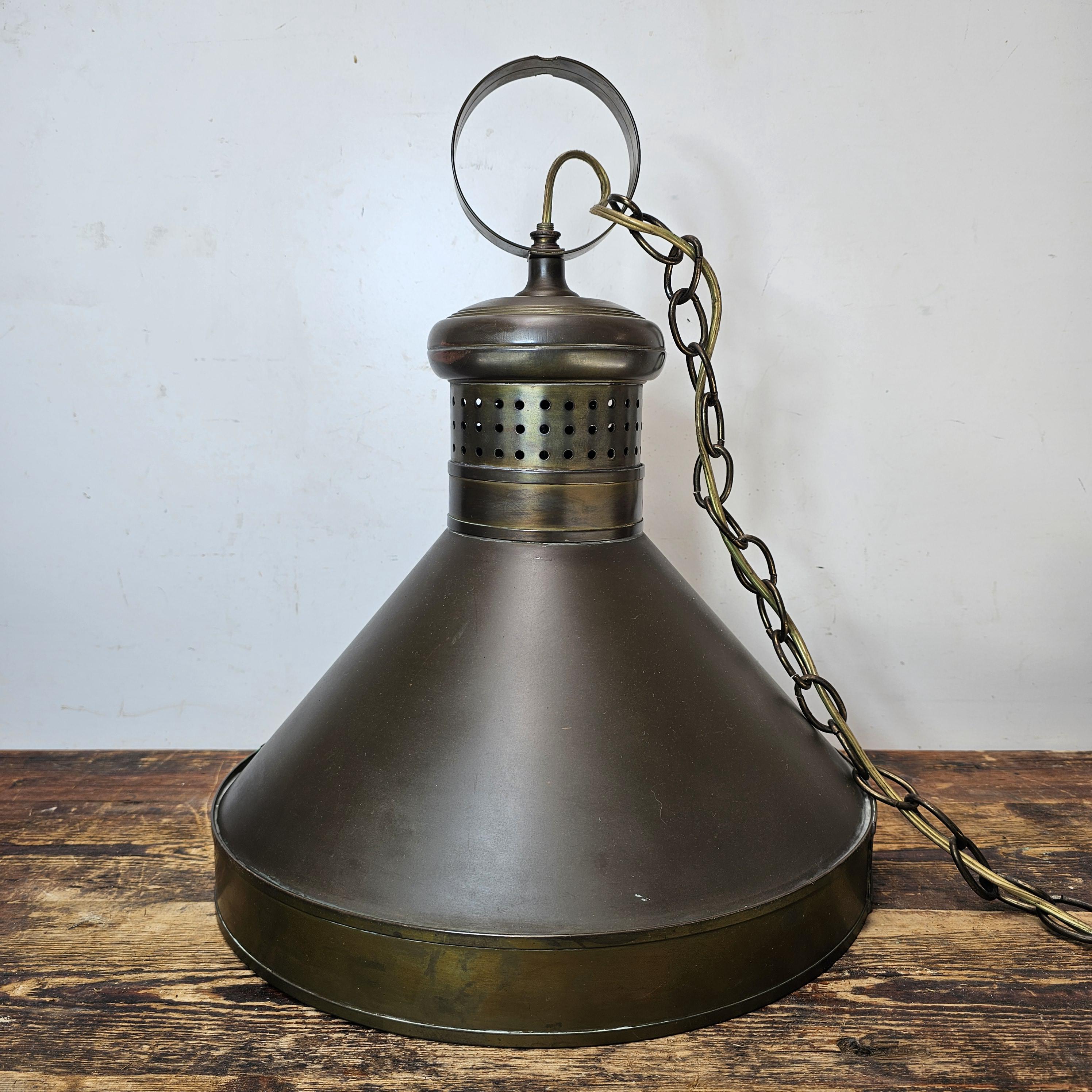 Vintage Brass Rustic Industrial Hanging Pendant Light Lamp Farmhouse Barn