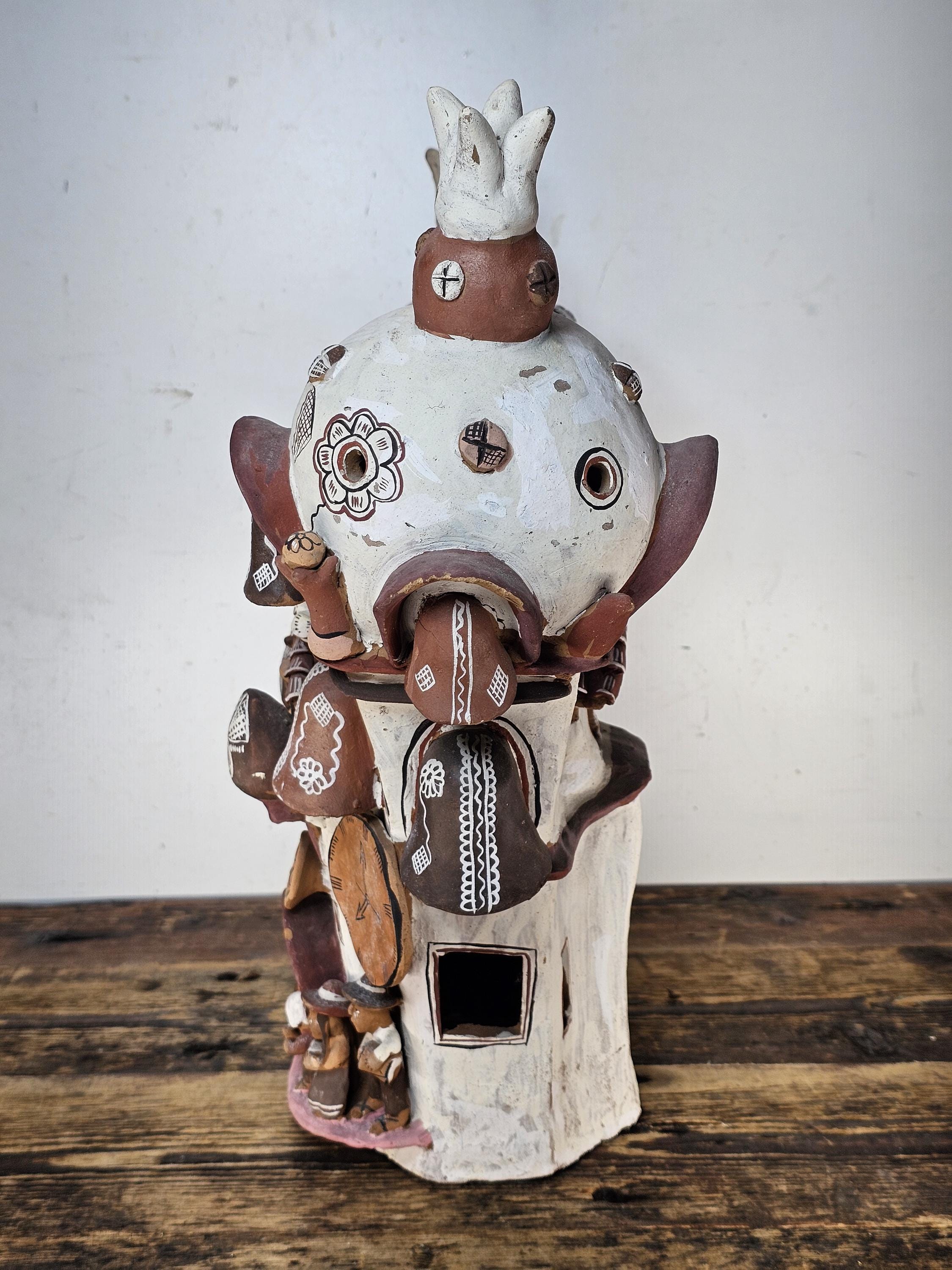 Ayacucho Artisan Terra Cotta Church Folk Art Peruvian Ornament 17"W x 16"H