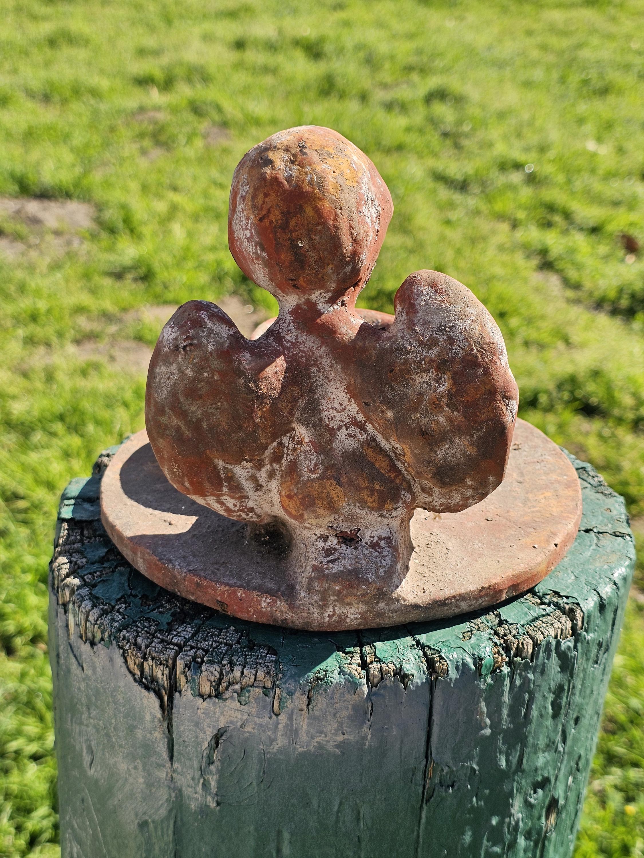 Clay Cherub Angel Candle Holder Copal Burning Bowl 7.5"Diam x 6.5"H