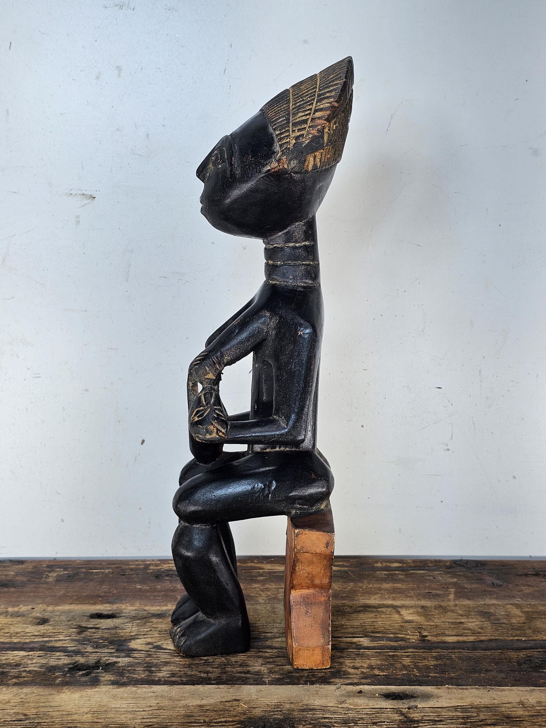 Ghana Ashanti Traditional Wooden Maternal Figure 15"H x 4.75"W x 4"D