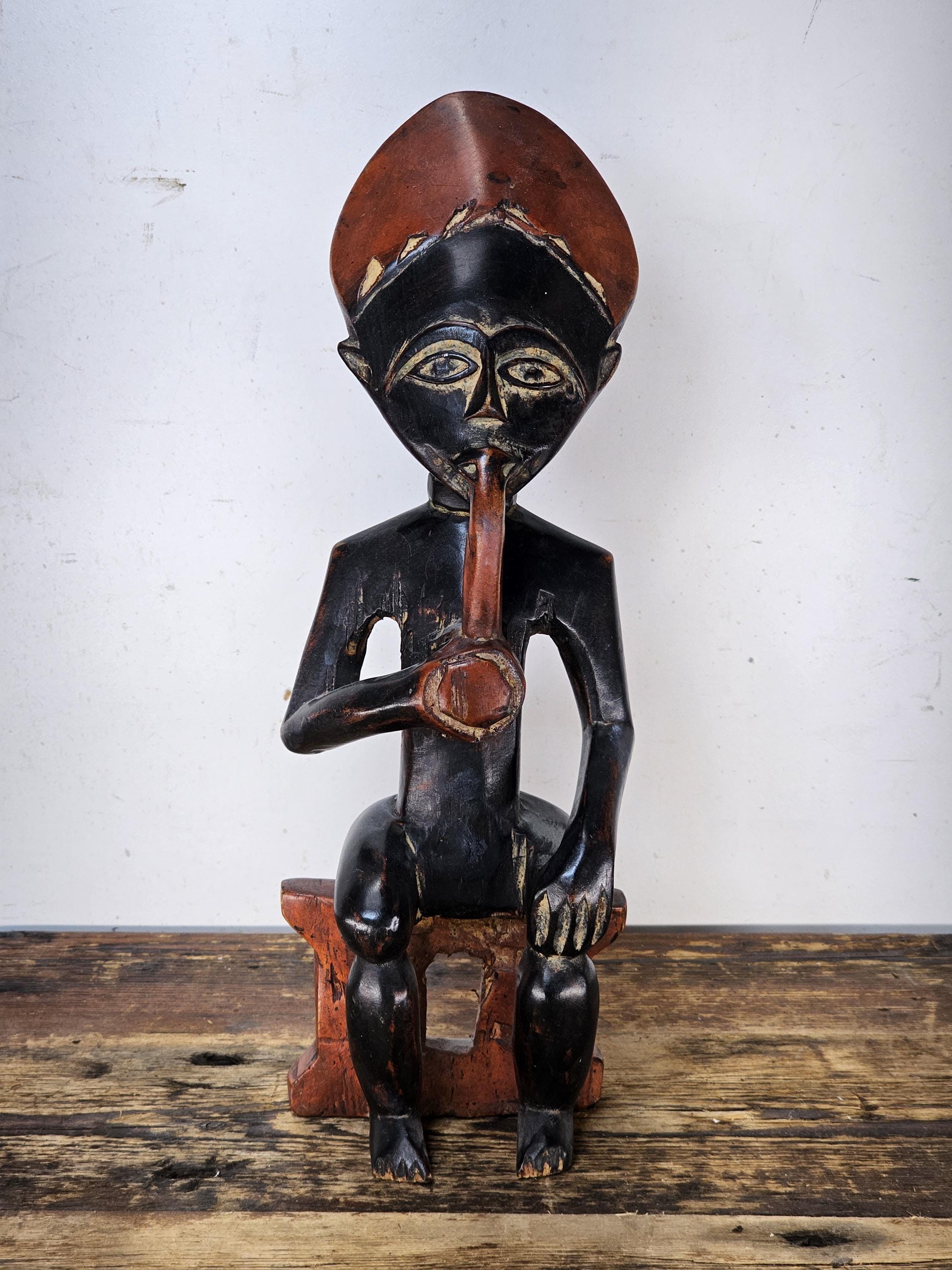 Ghana Ashanti Traditional Wooden Maternal Figure 15"H x 4.75"W x 4"D