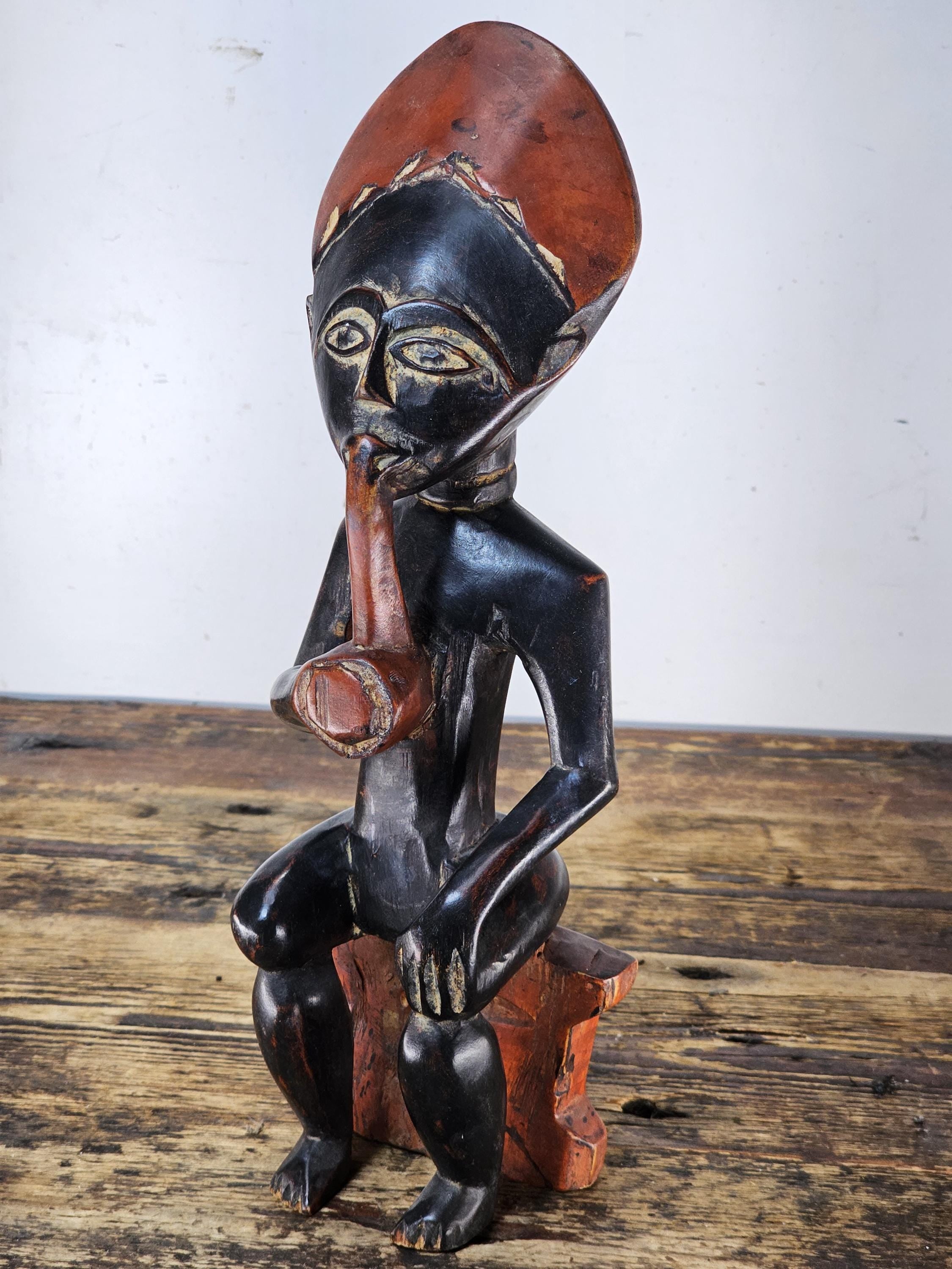 Ghana Ashanti Traditional Wooden Maternal Figure 15"H x 4.75"W x 4"D