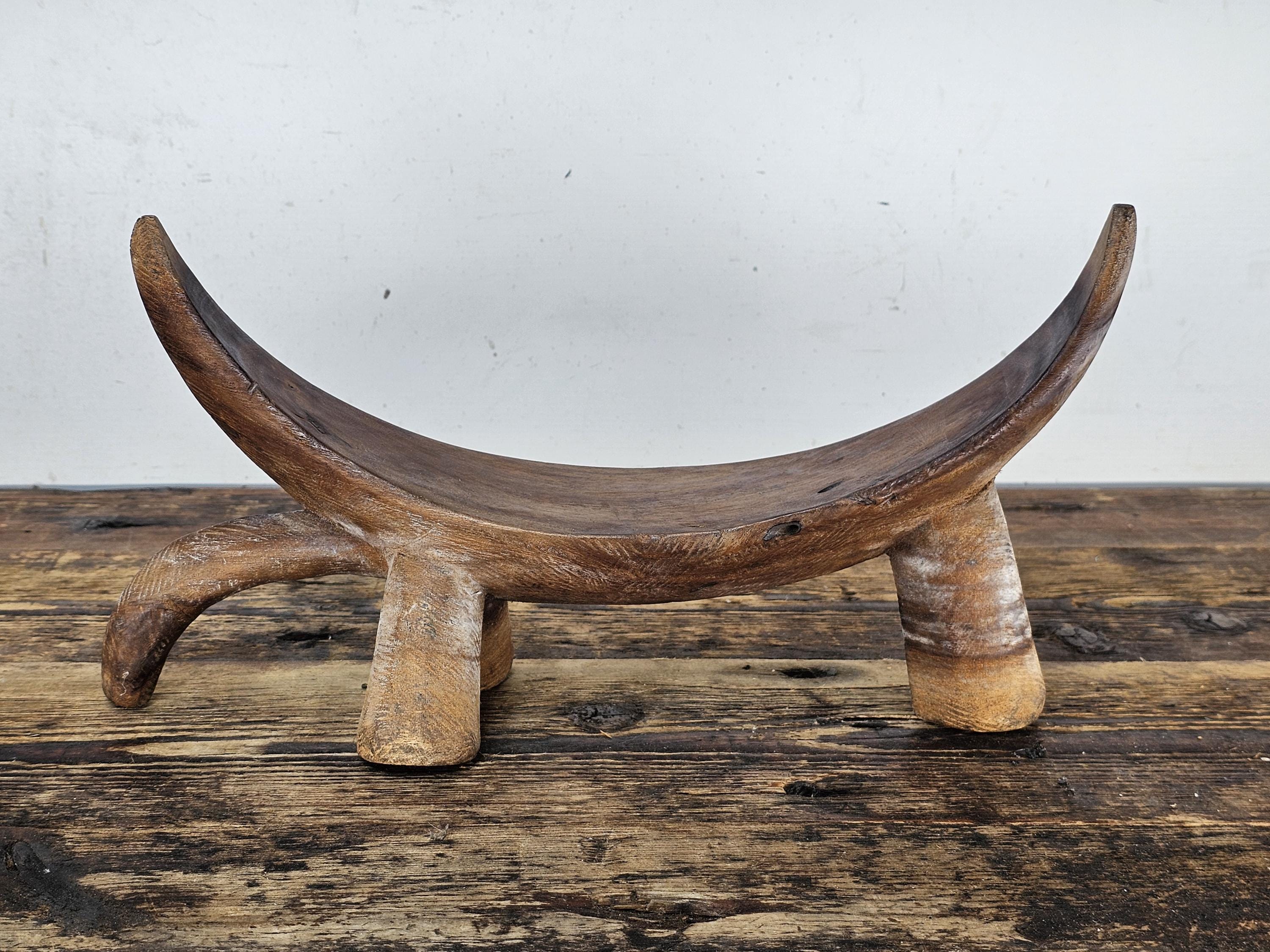 South Sudanese Dinka Tribal Hand-Carved Wooden Neck Rest Headrest 14.5"L