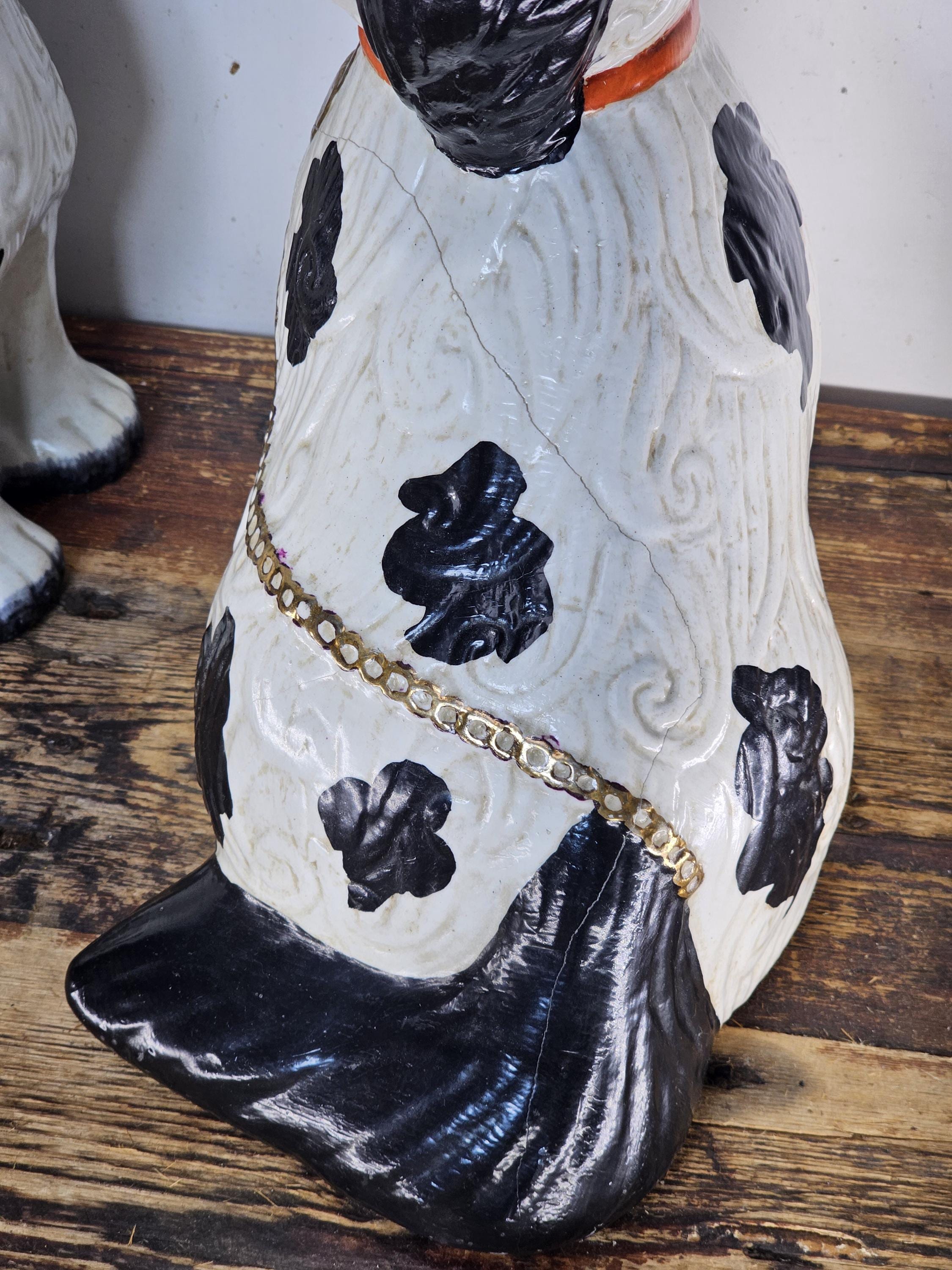 Vintage Reproduction Staffordshire Style Seated Spaniel Dogs 12"H