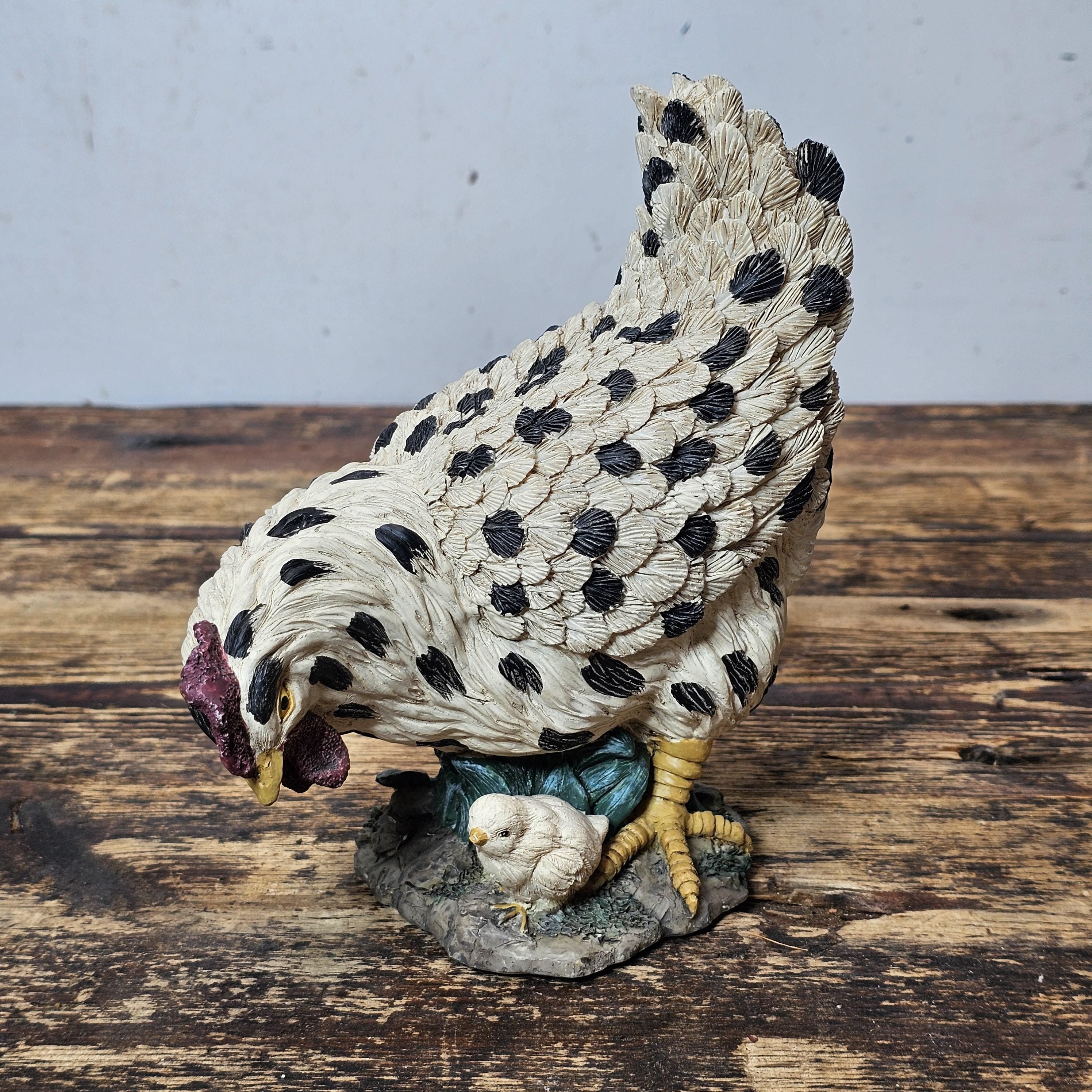 Youngs Inc. Chicken Hen & Baby Chick Resin Figure 7"H