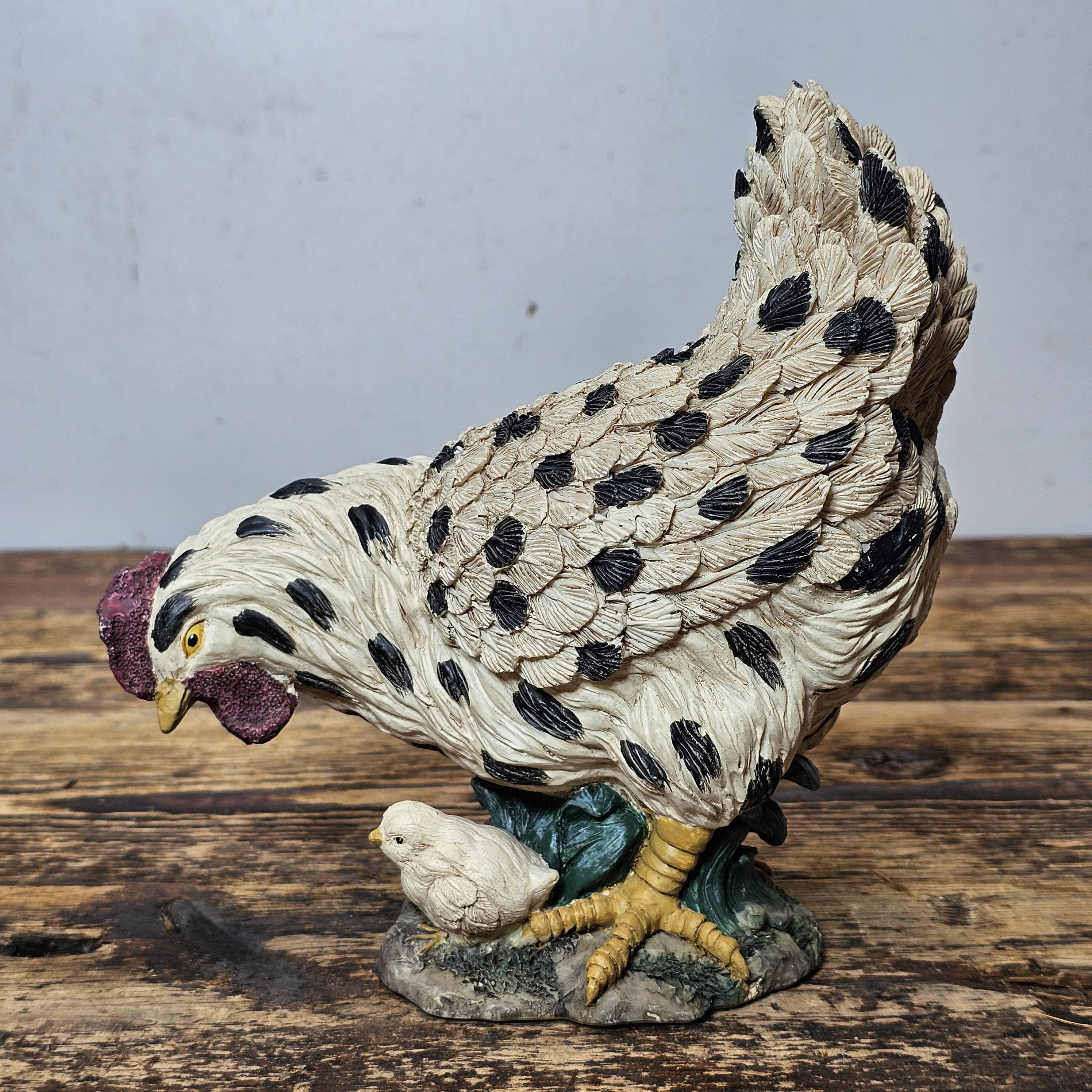 Youngs Inc. Chicken Hen & Baby Chick Resin Figure 7"H