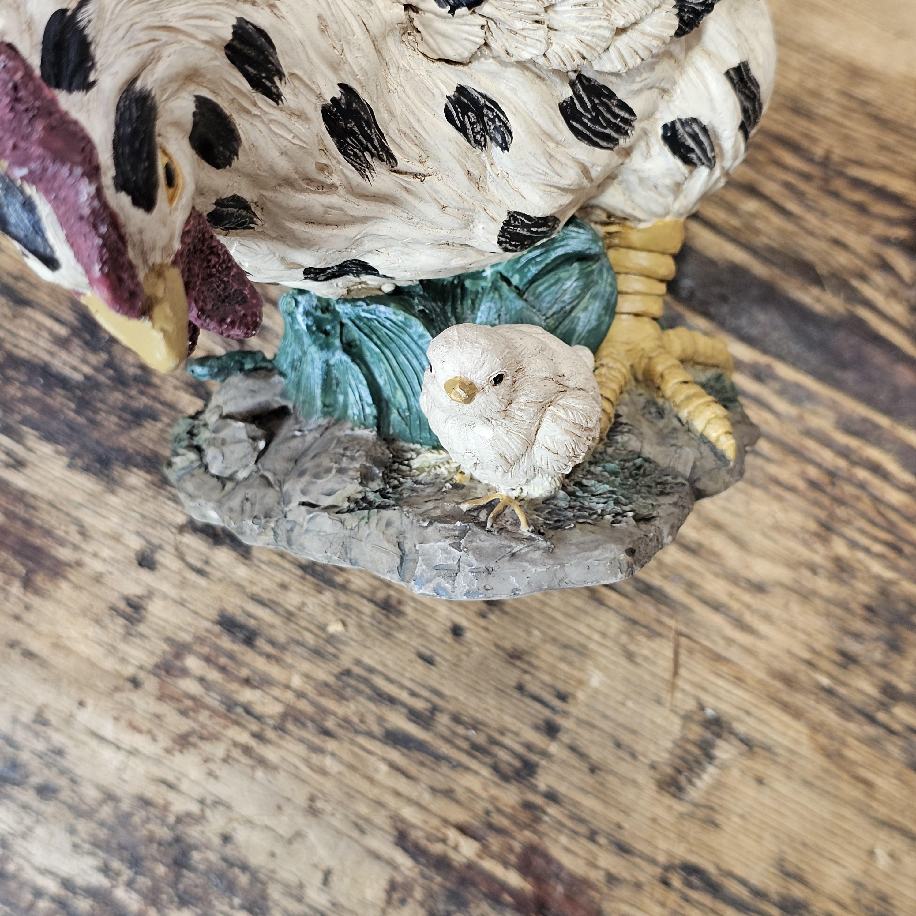 Youngs Inc. Chicken Hen & Baby Chick Resin Figure 7"H