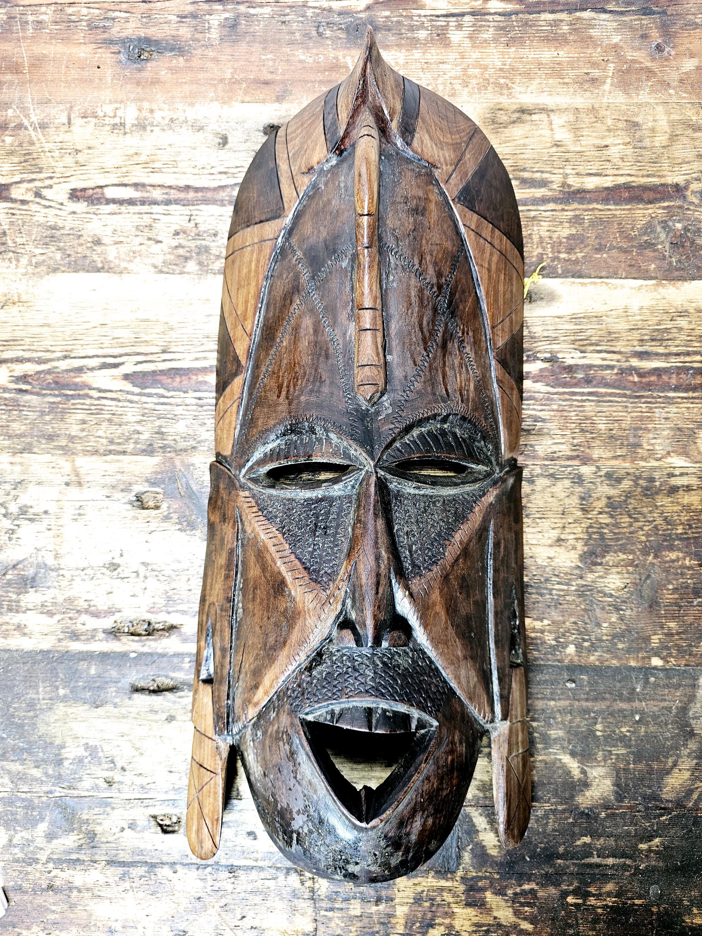 African Carved Wooden Mask - Kenya / East Africa