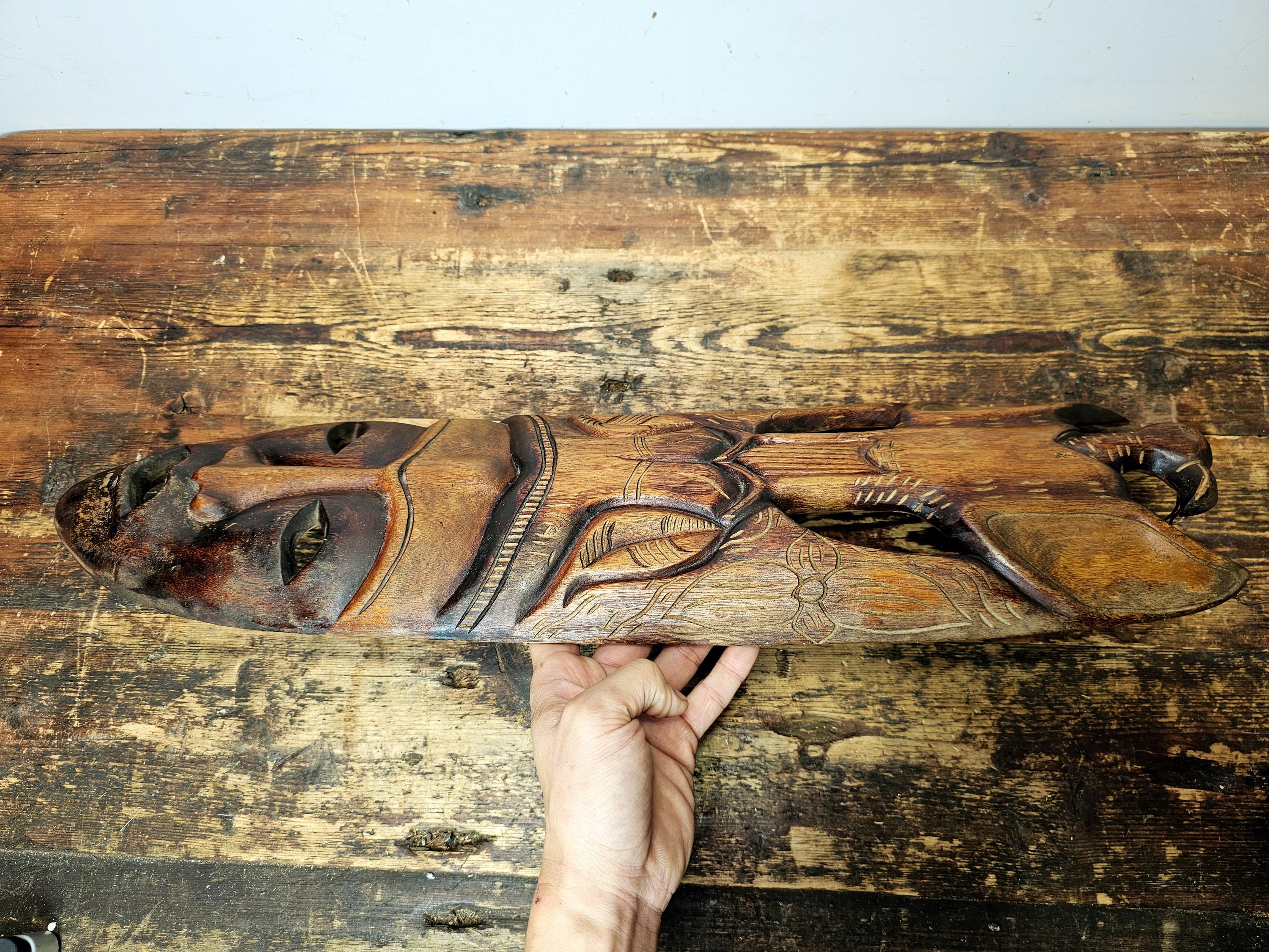 Haitian Wooden Carving Bird Totem Mask 26"H