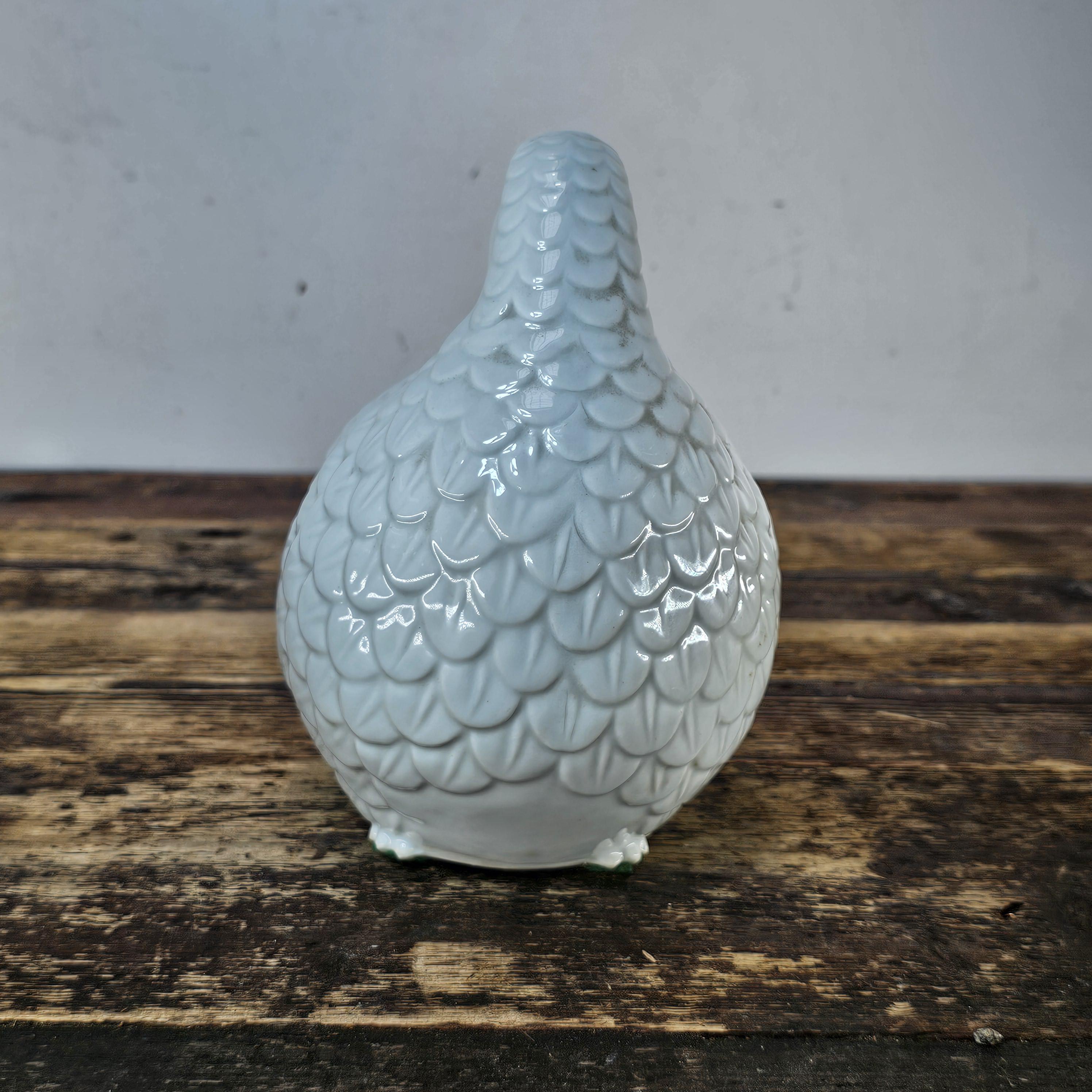 Vintage White Porcelain Quail Figurine Signed Made In Japan 7.5"L x 5"W x 7.5"H