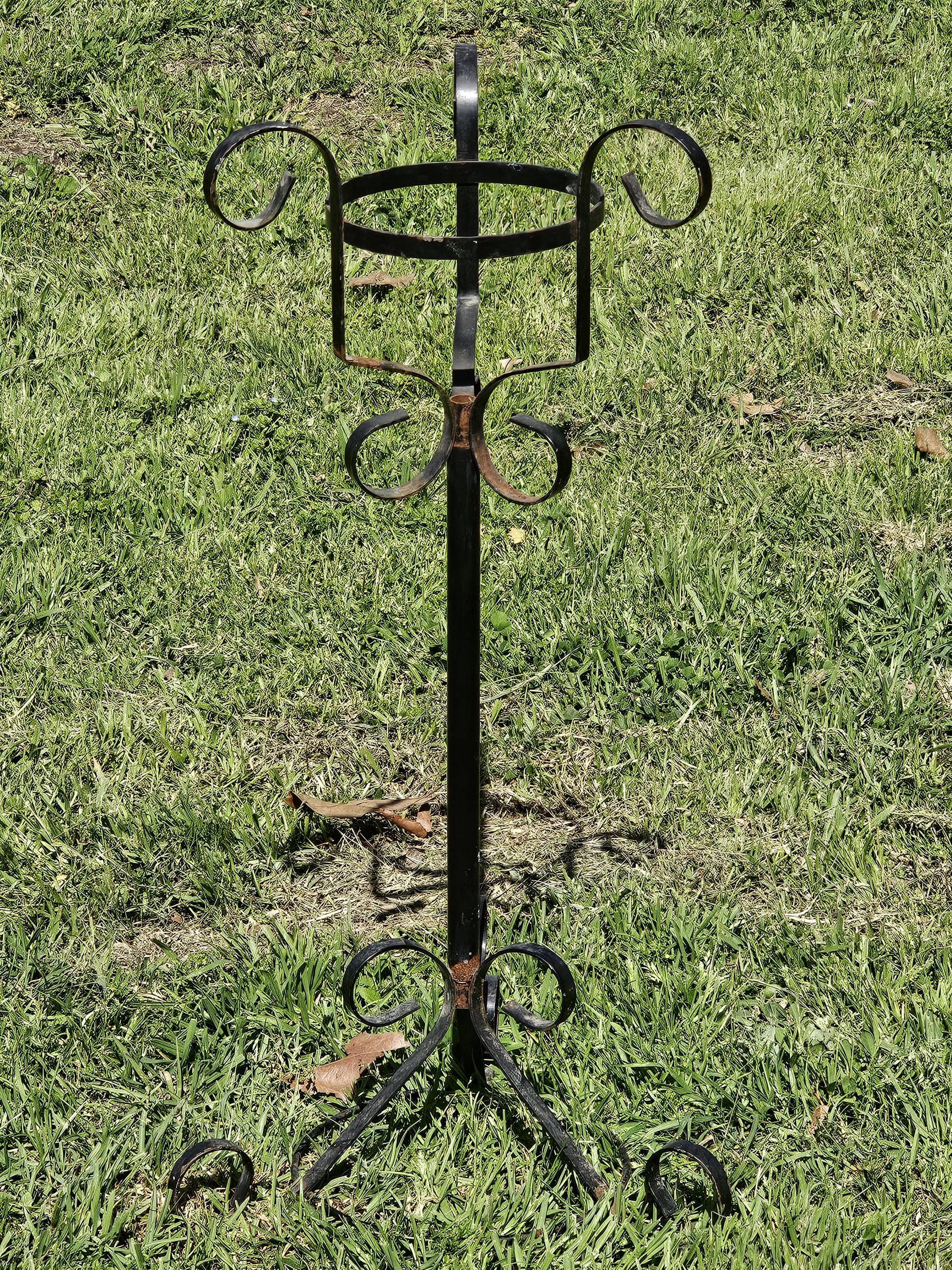 Vintage Scrolled Metal Plant Stand Rusty 27.5" H