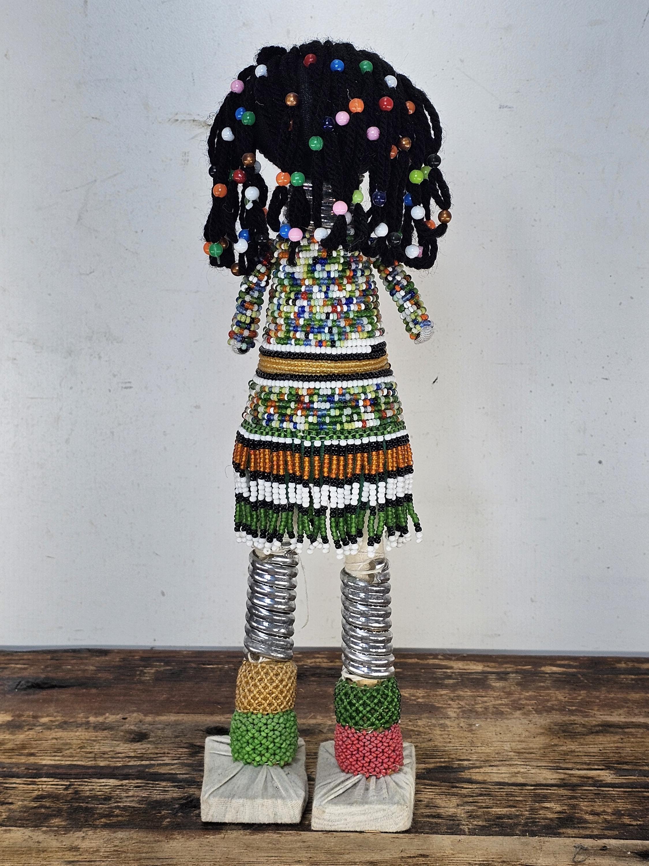 South African Premium Ndebele Beaded Art Doll 13"H