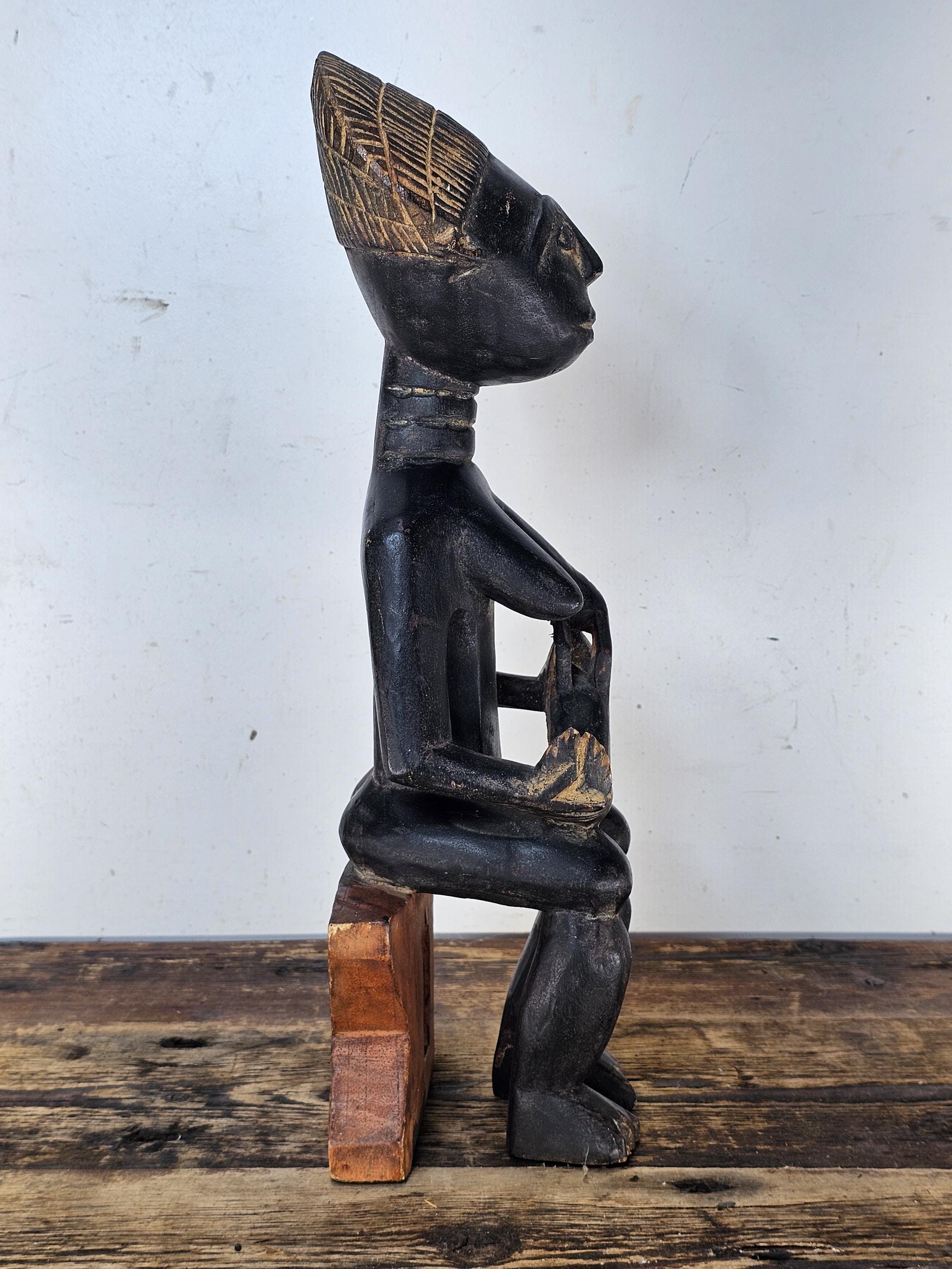 Ghana Ashanti Traditional Wooden Maternal Figure 15"H x 4.75"W x 4"D