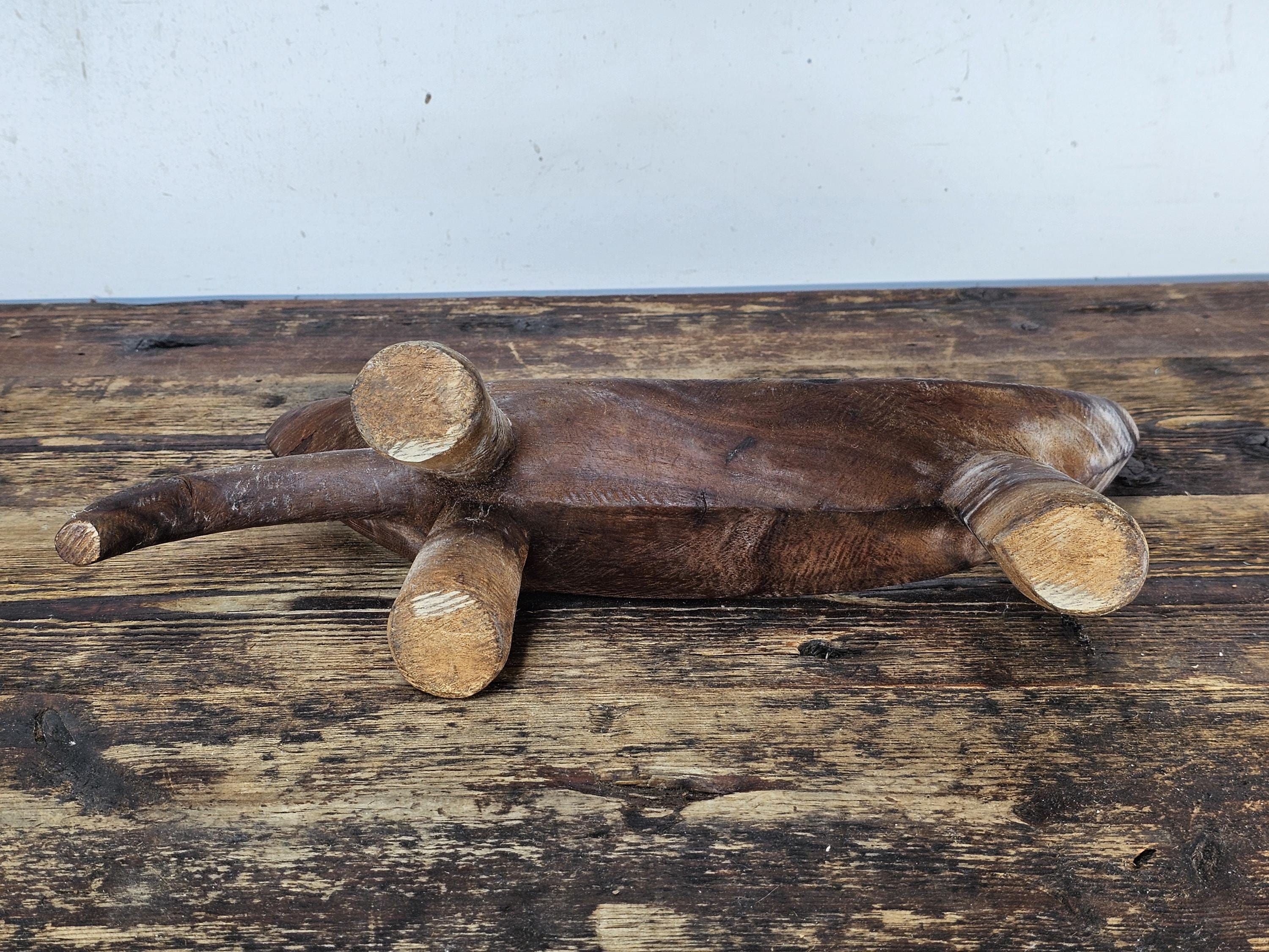 South Sudanese Dinka Tribal Hand-Carved Wooden Neck Rest Headrest 14.5"L