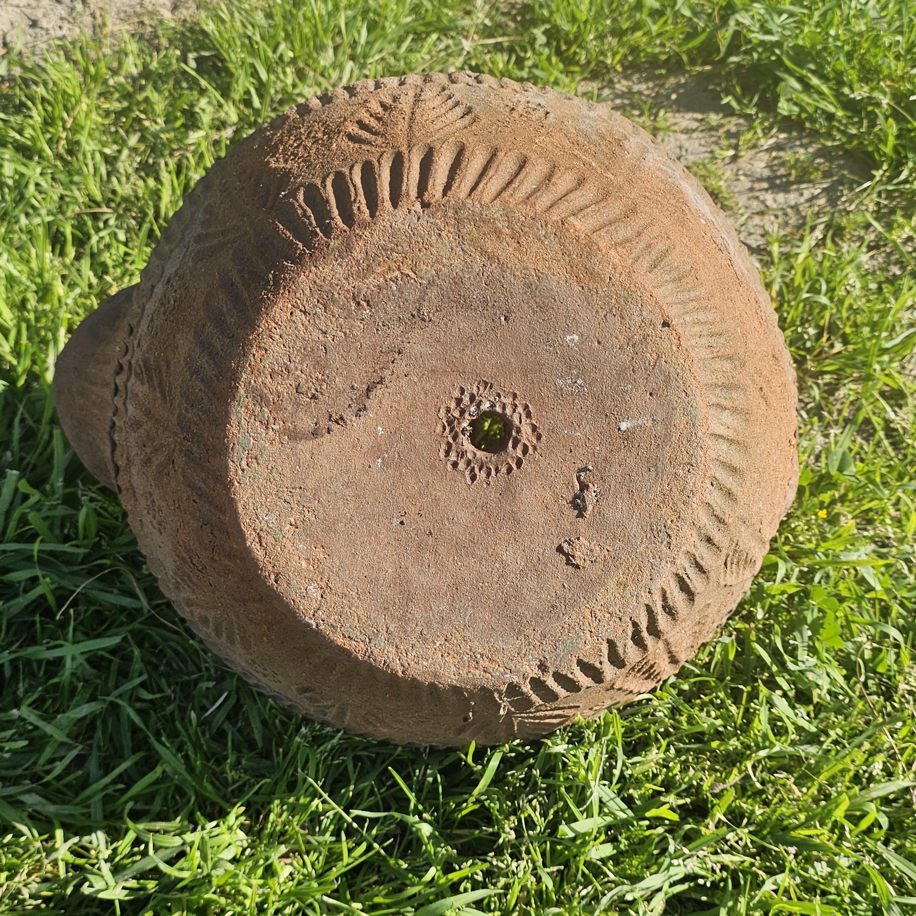 Mexican Folk Art Terracotta Bird Motif Basket Planter