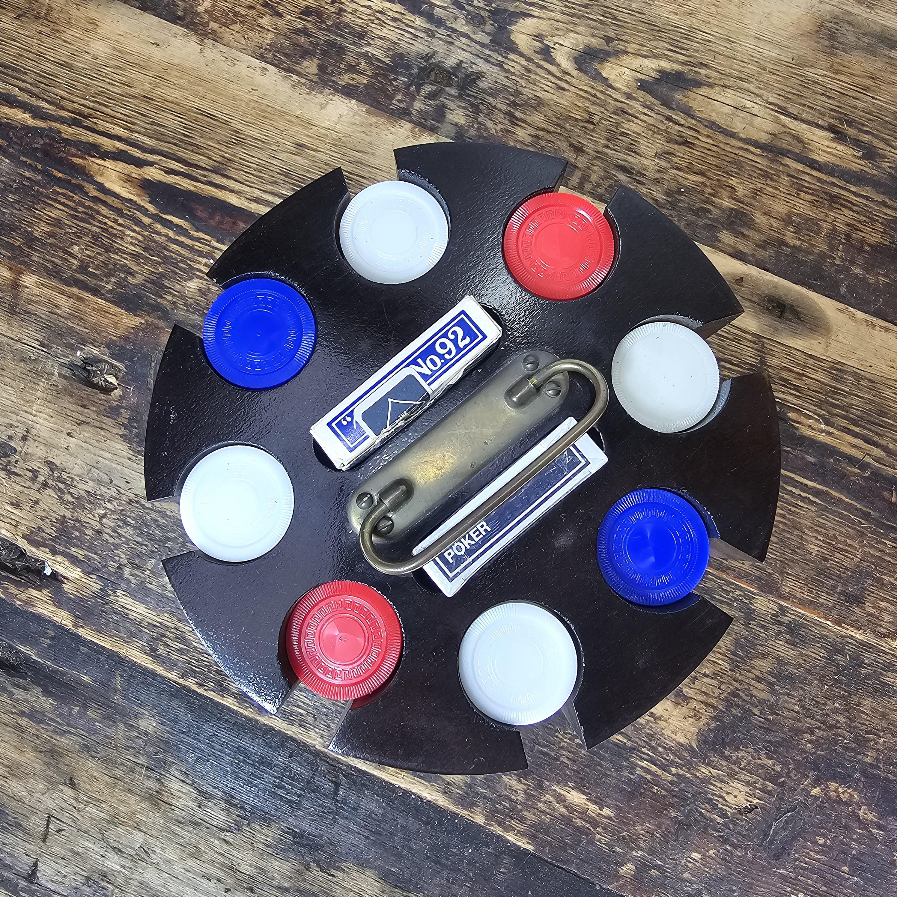 Vintage Revolving Wood Poker Chip Caddy