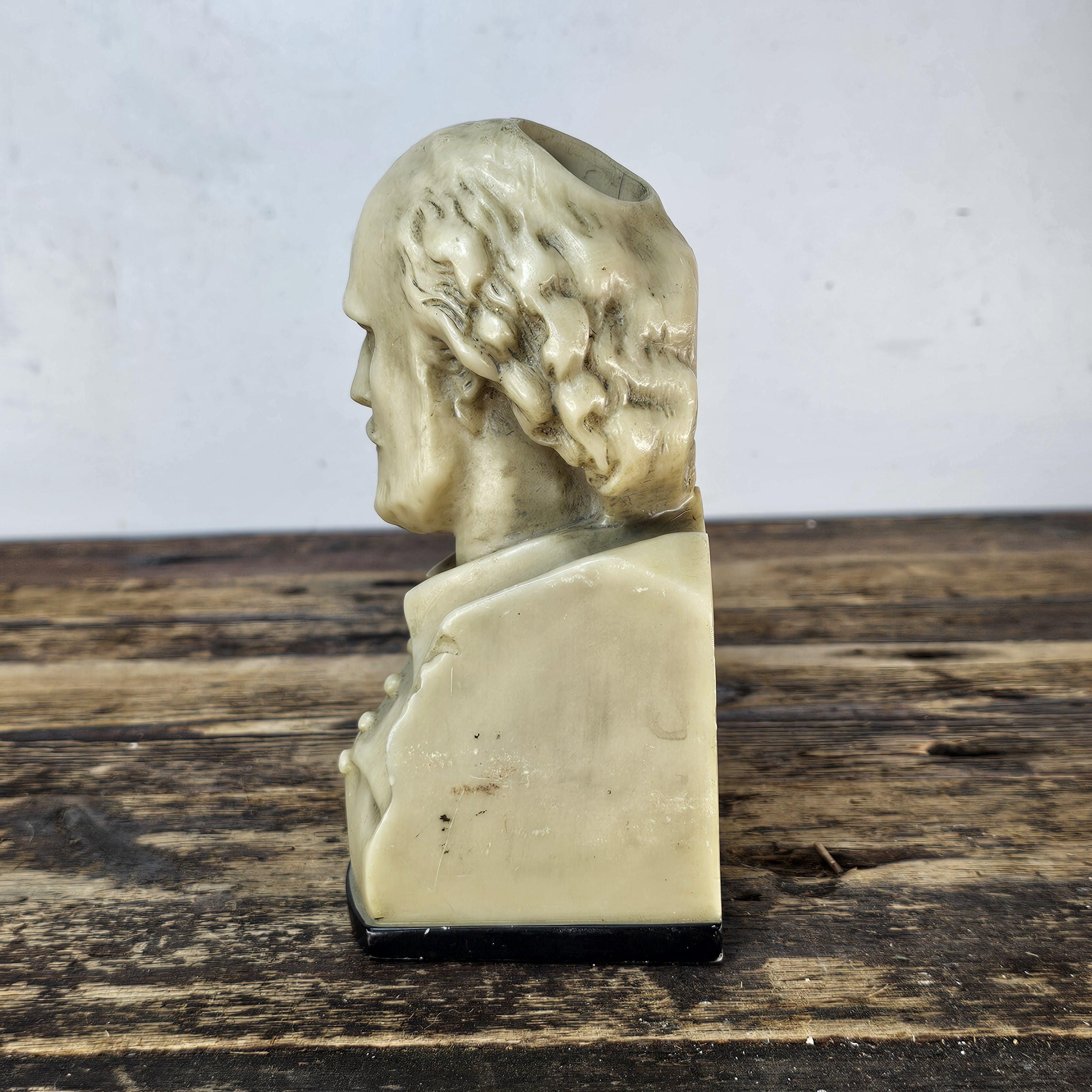 Decorative Solid Resin Shakespeare Bust / Pen Holder 7"H
