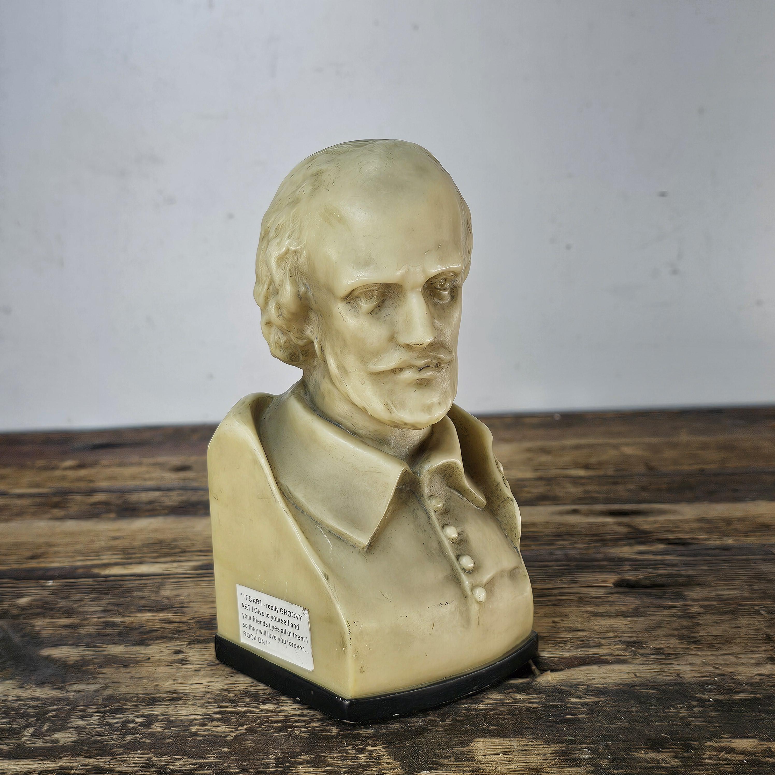 Decorative Solid Resin Shakespeare Bust / Pen Holder 7"H