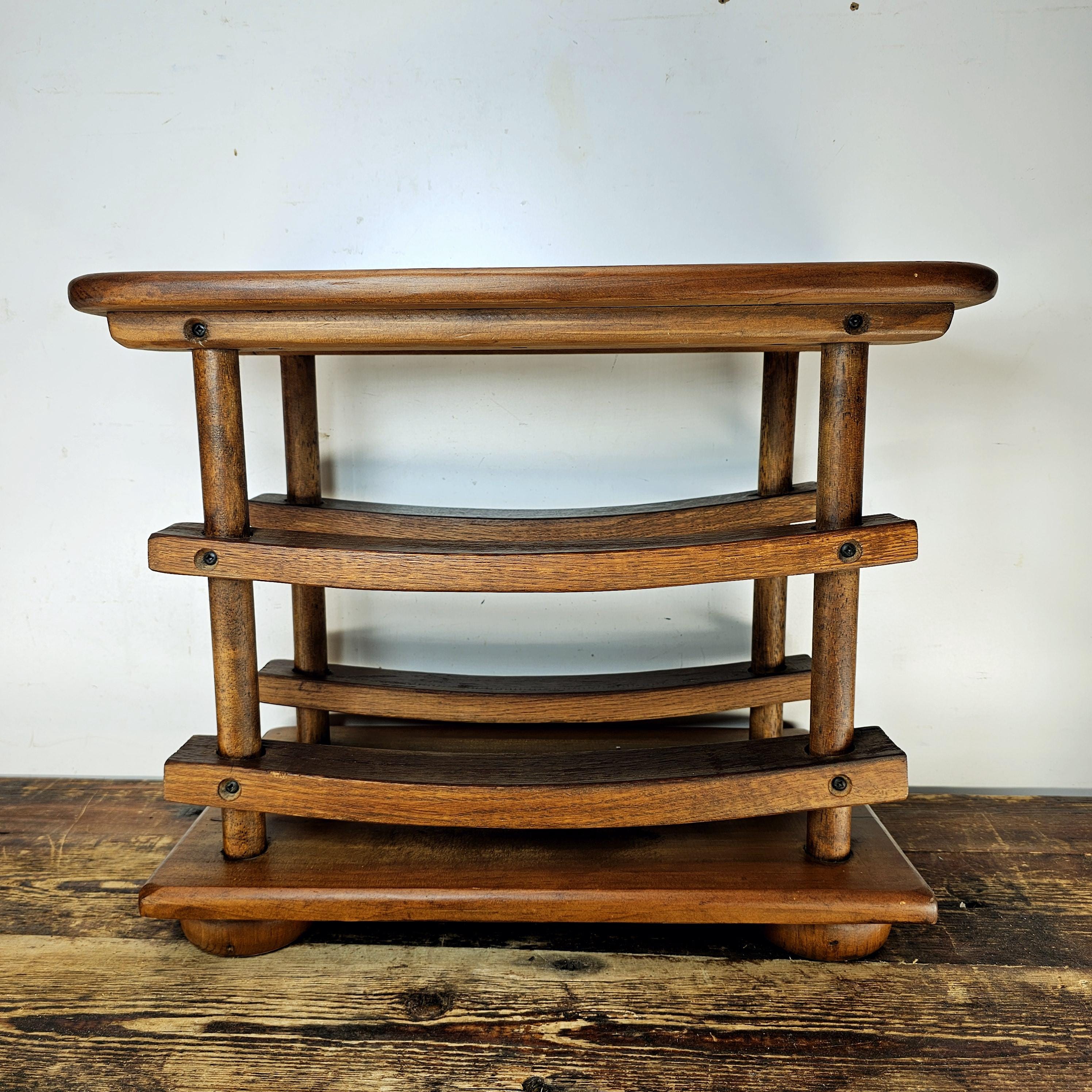 Vintage Wooden Double Decker Wine Rack with Serving Top