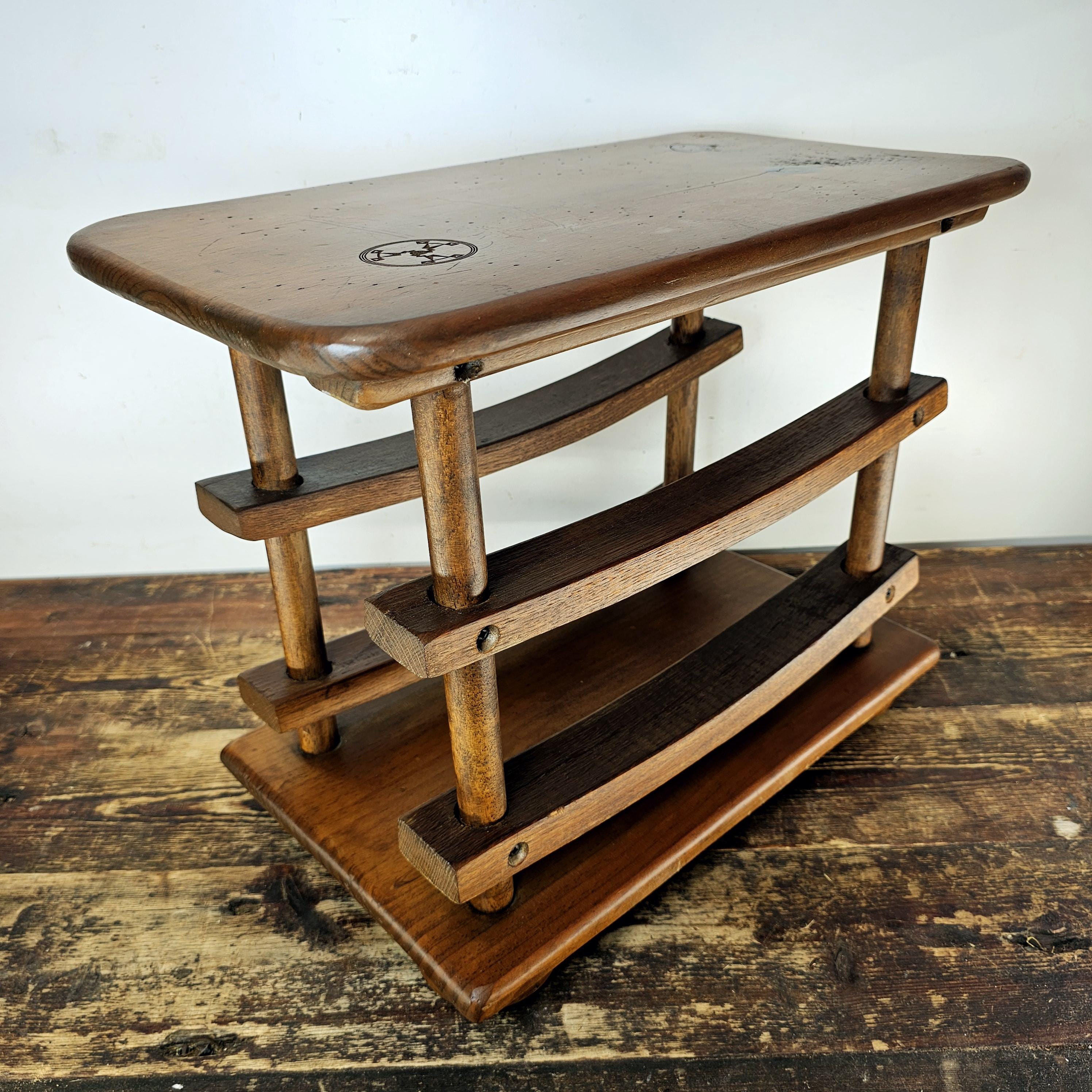 Vintage Wooden Double Decker Wine Rack with Serving Top