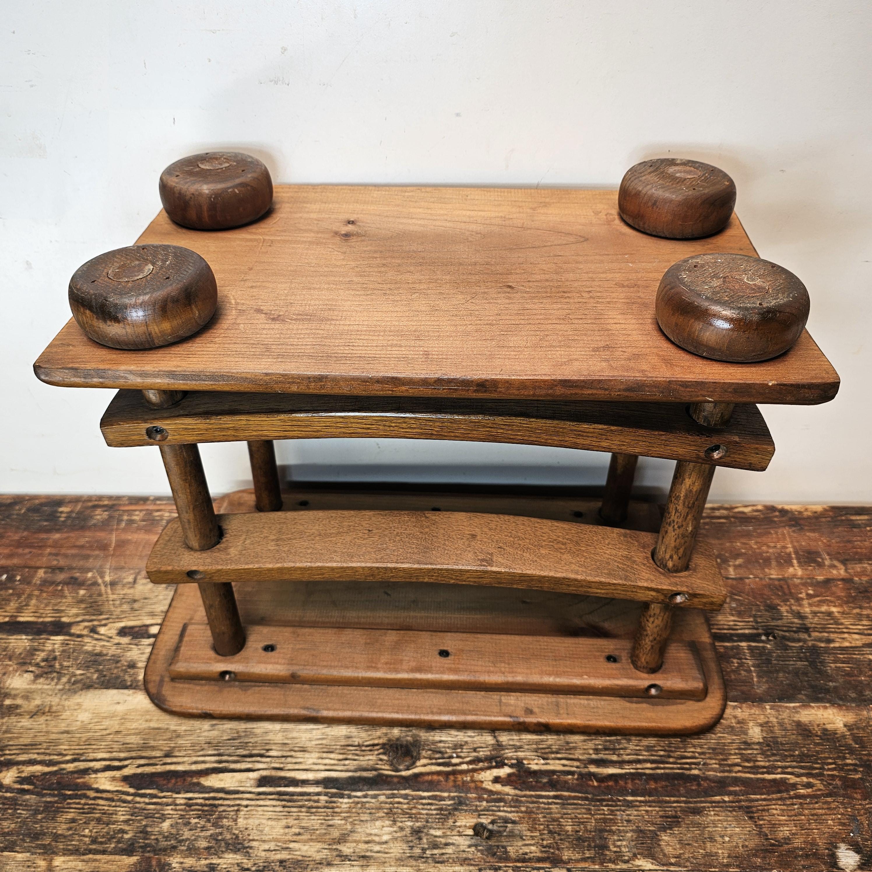 Vintage Wooden Double Decker Wine Rack with Serving Top