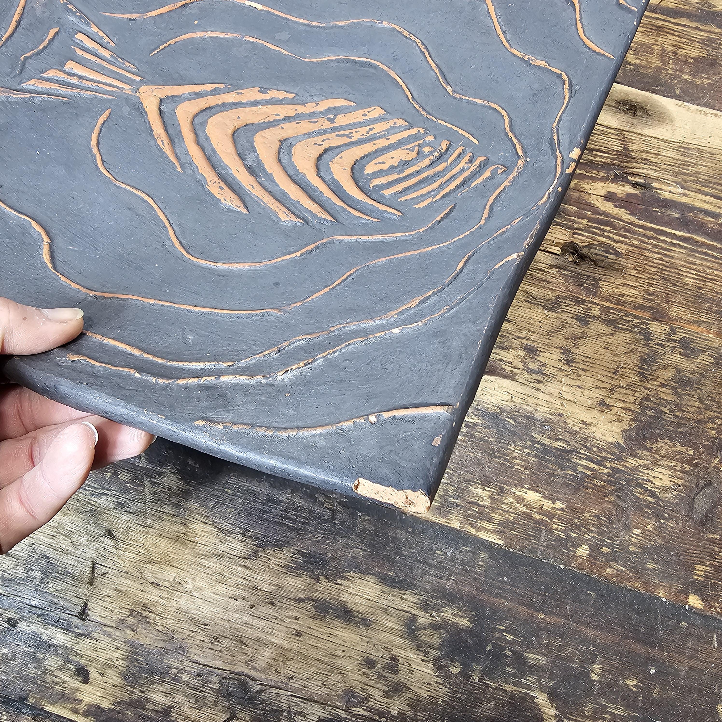 Colin Thorburn 1970s British Studio Pottery Decorative Fish Relief Art Tile 13"