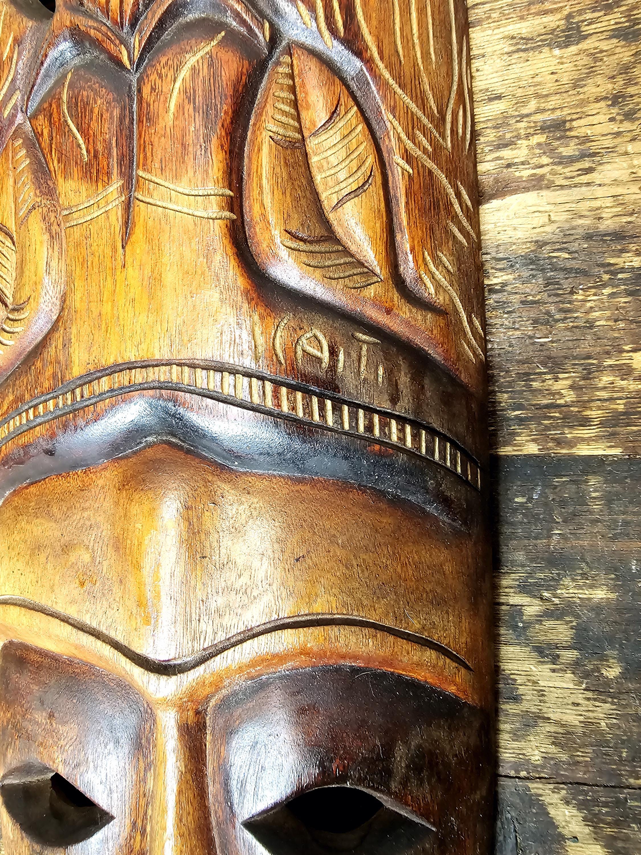 Haitian Wooden Carving Bird Totem Mask 26"H