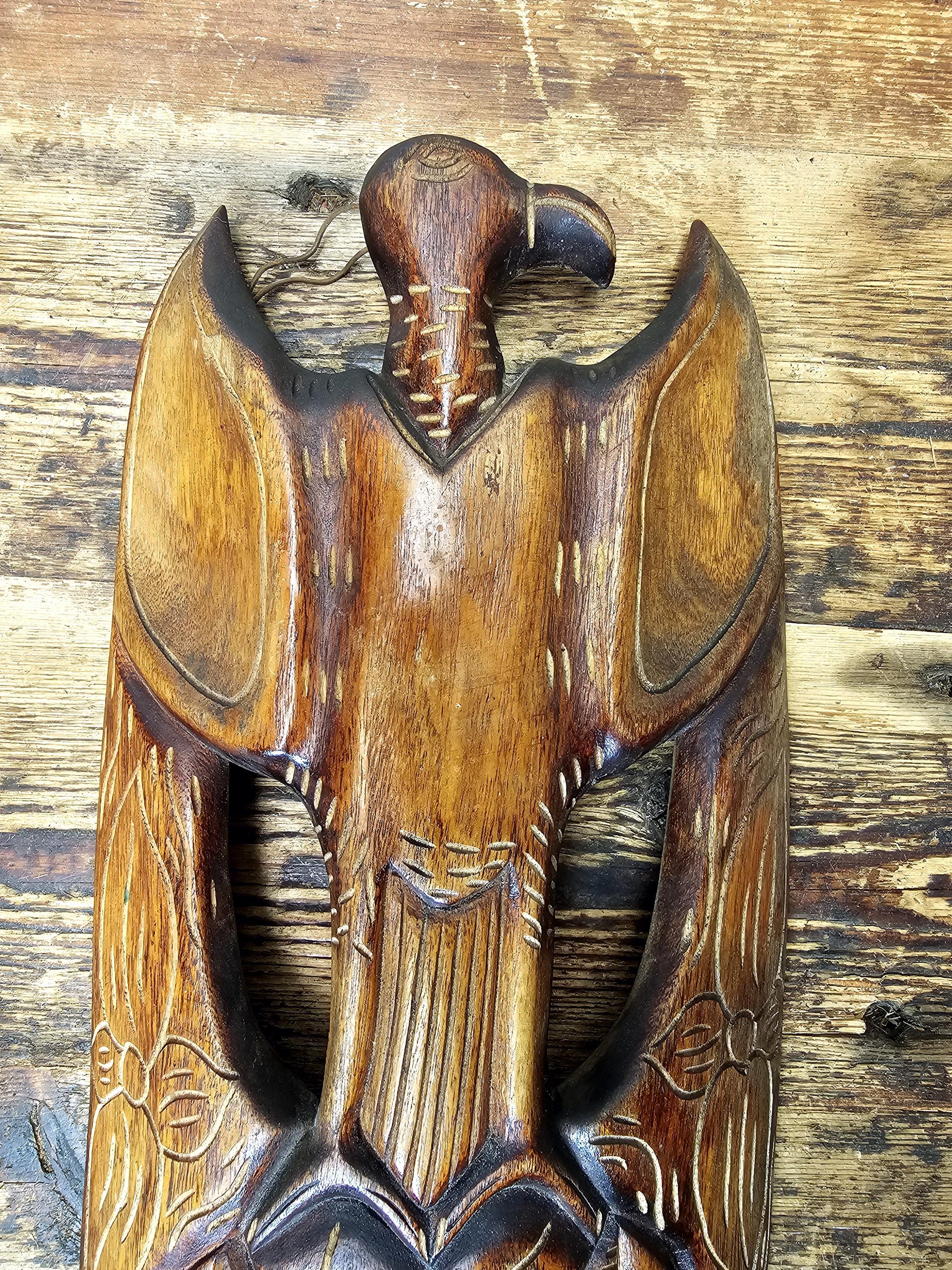 Haitian Wooden Carving Bird Totem Mask 26"H