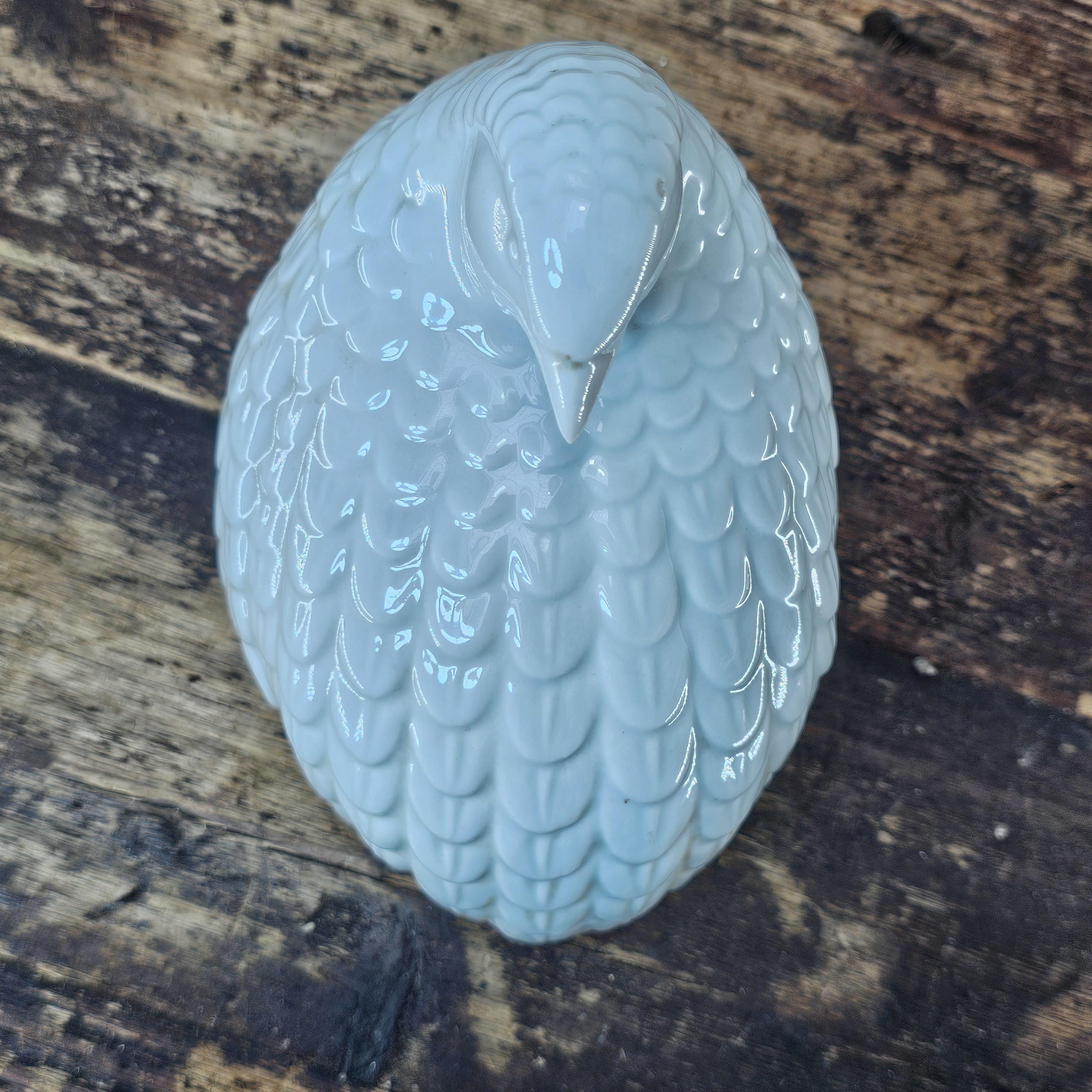 Vintage White Porcelain Quail Figurine Signed Made In Japan 7.5"L x 5"W x 7.5"H