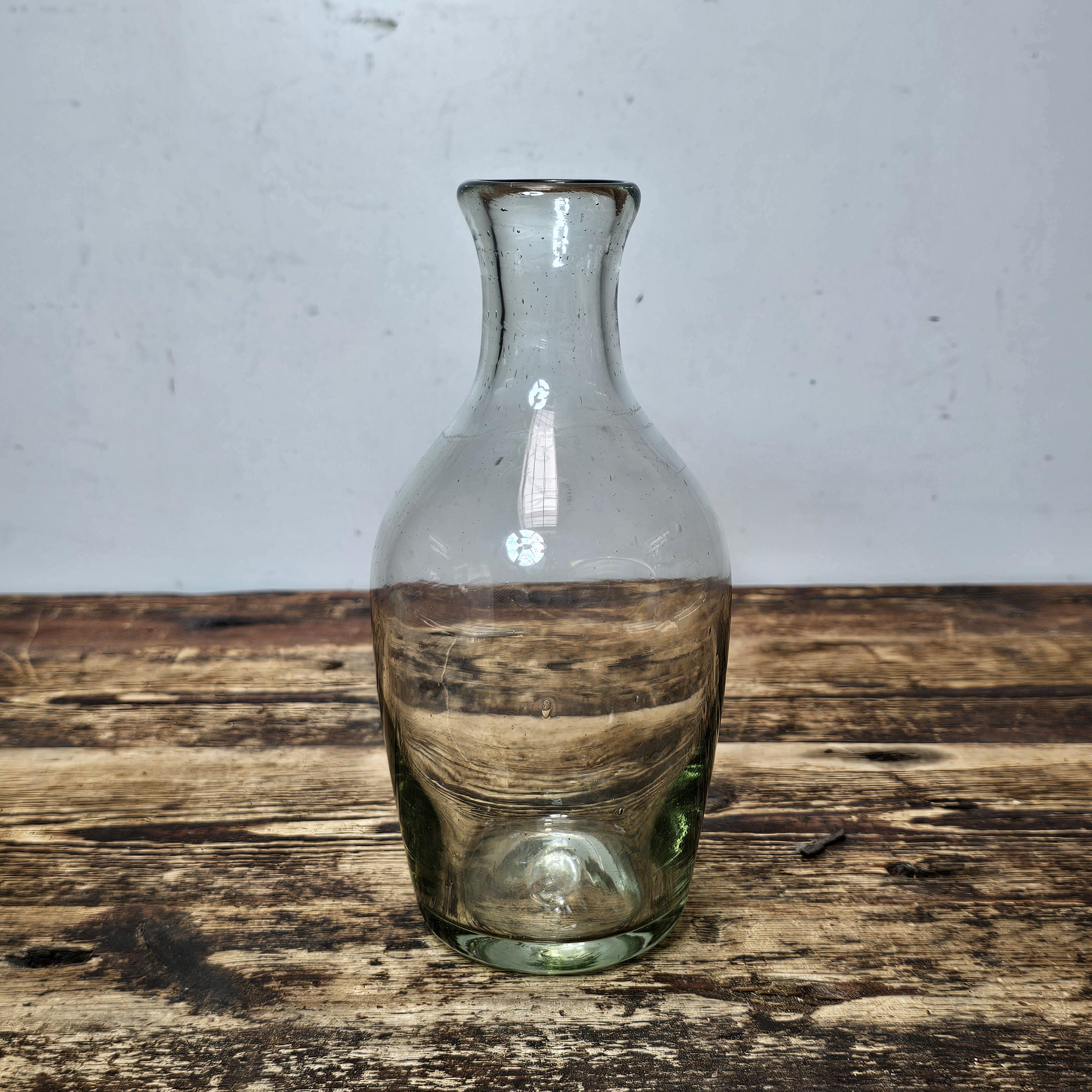 Rustic Hand-Blown Glass Bottle/Bud Vase 9"H